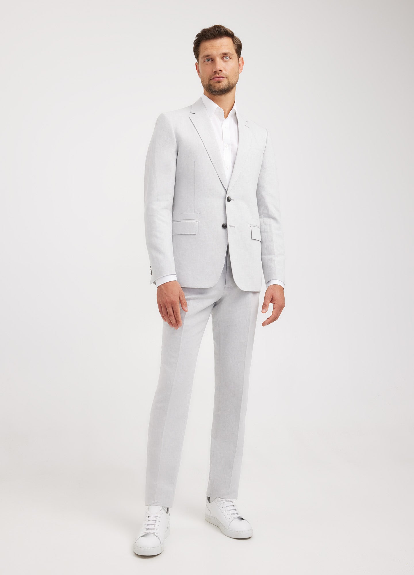 Linen Cotton Twill Suit Jacket Silver
