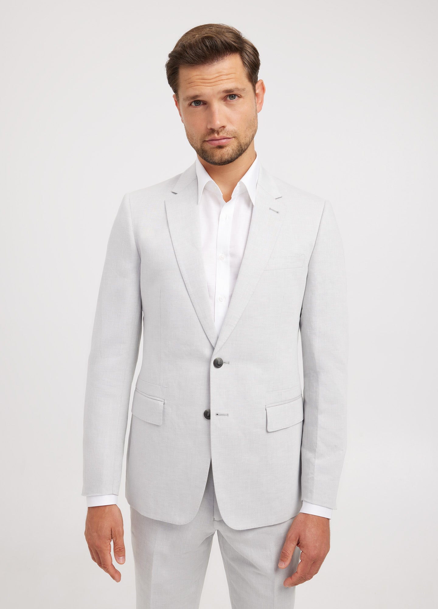 Linen Cotton Twill Suit Jacket Silver