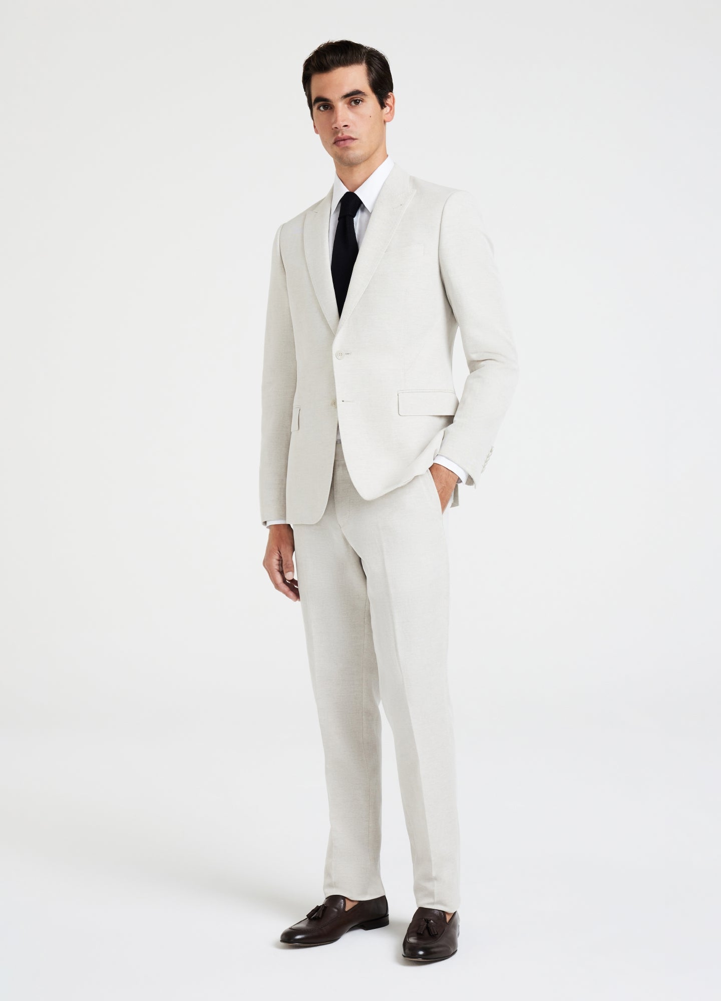 Linen Cotton Twill Suit Jacket Natural