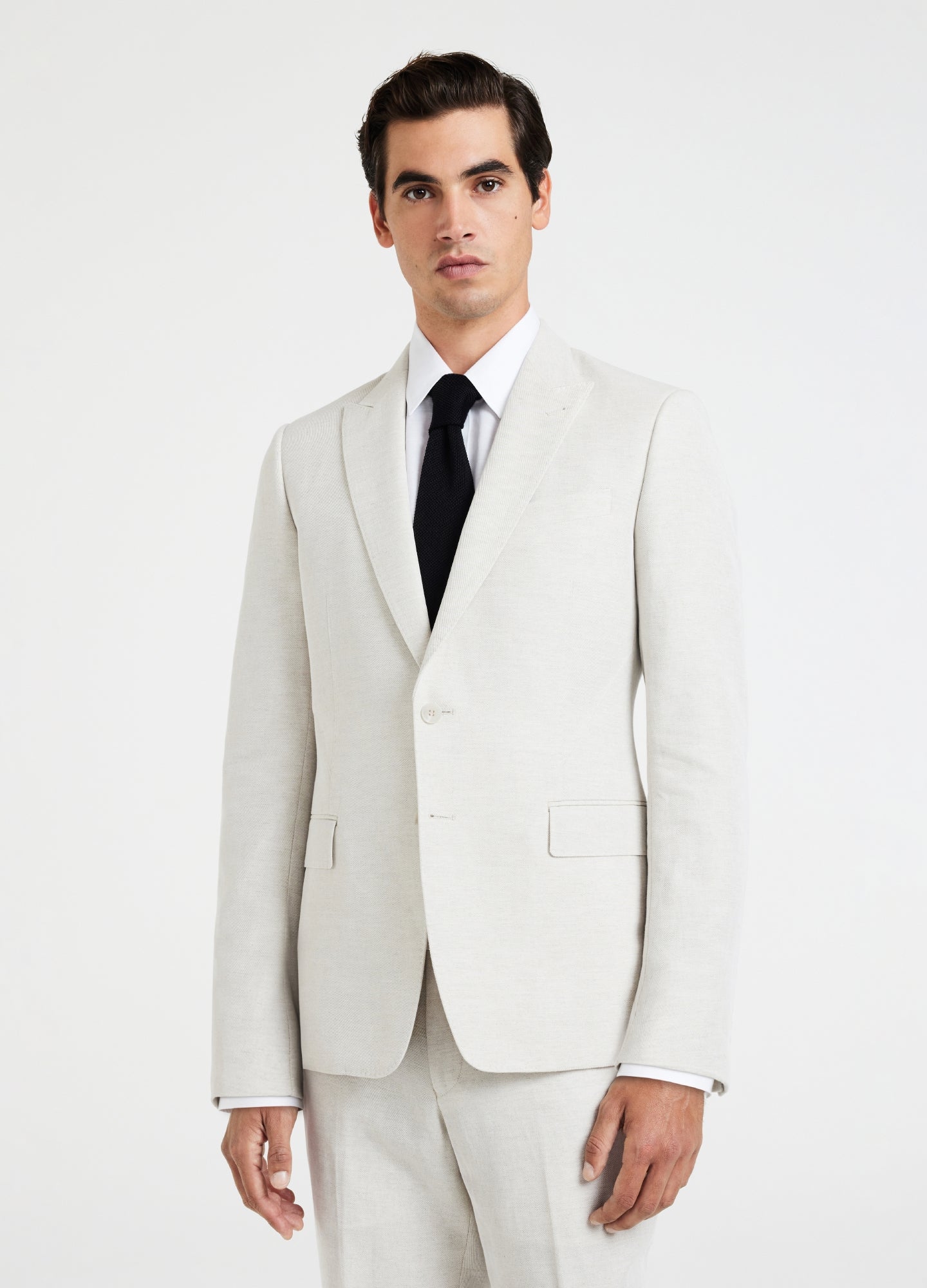 Linen Cotton Twill Suit Jacket Natural
