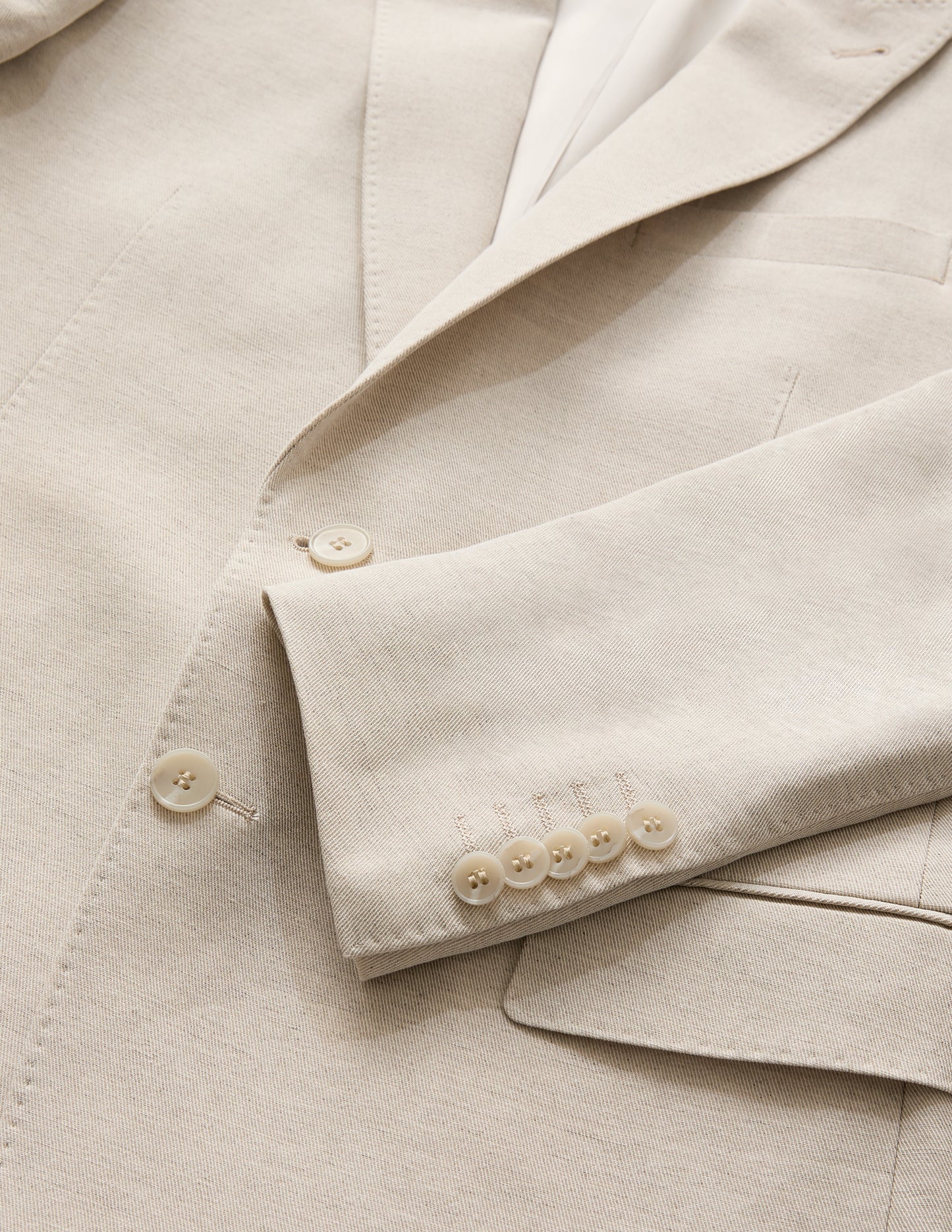 Linen Cotton Twill Suit Jacket Natural