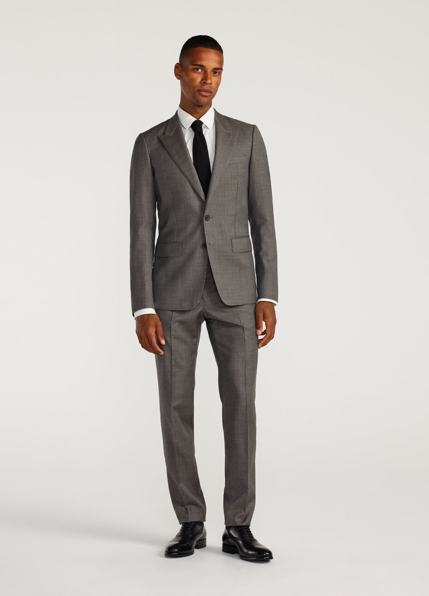 Micro Check Suit Jacket Taupe