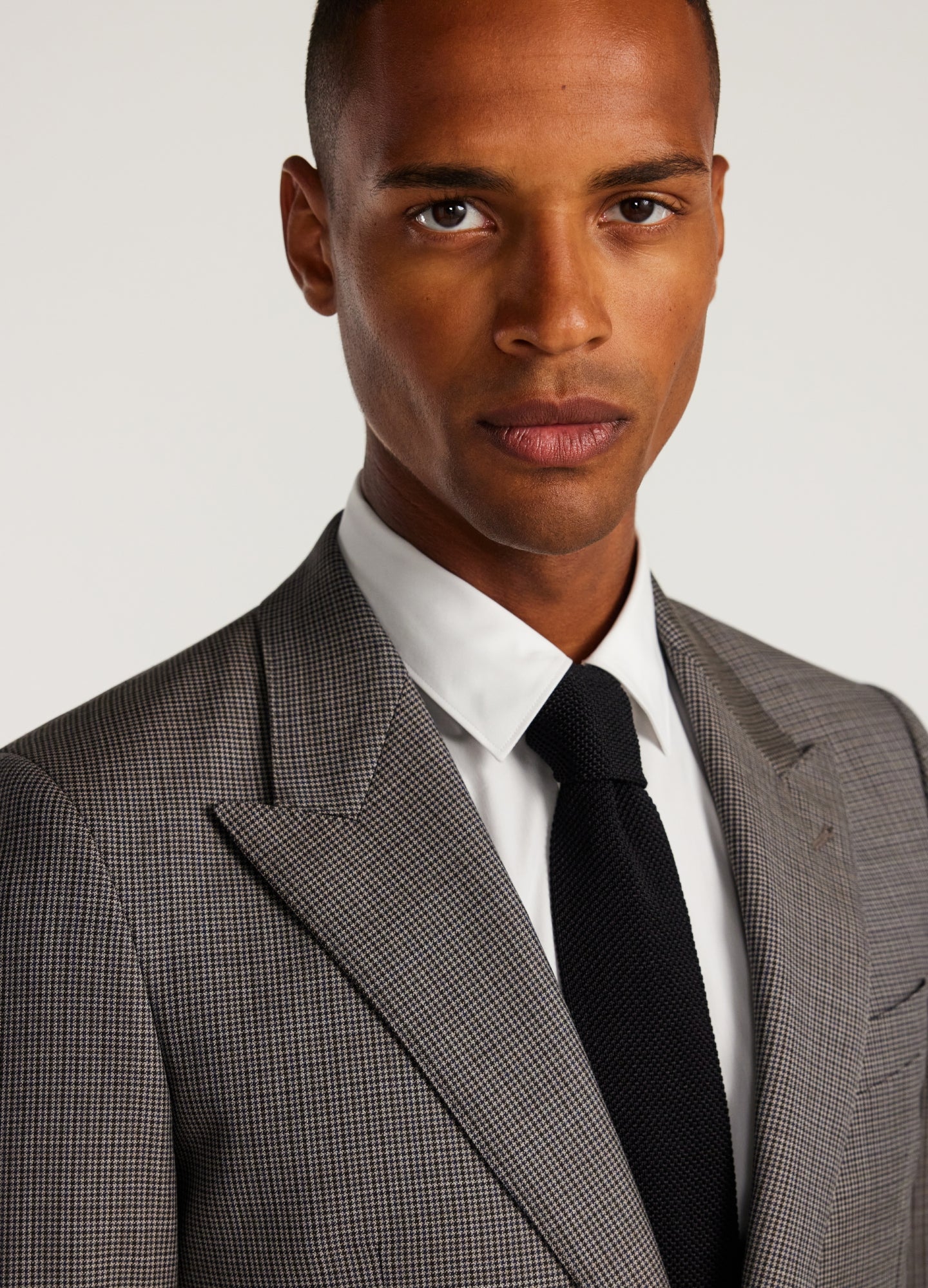 Micro Check Suit Jacket Taupe