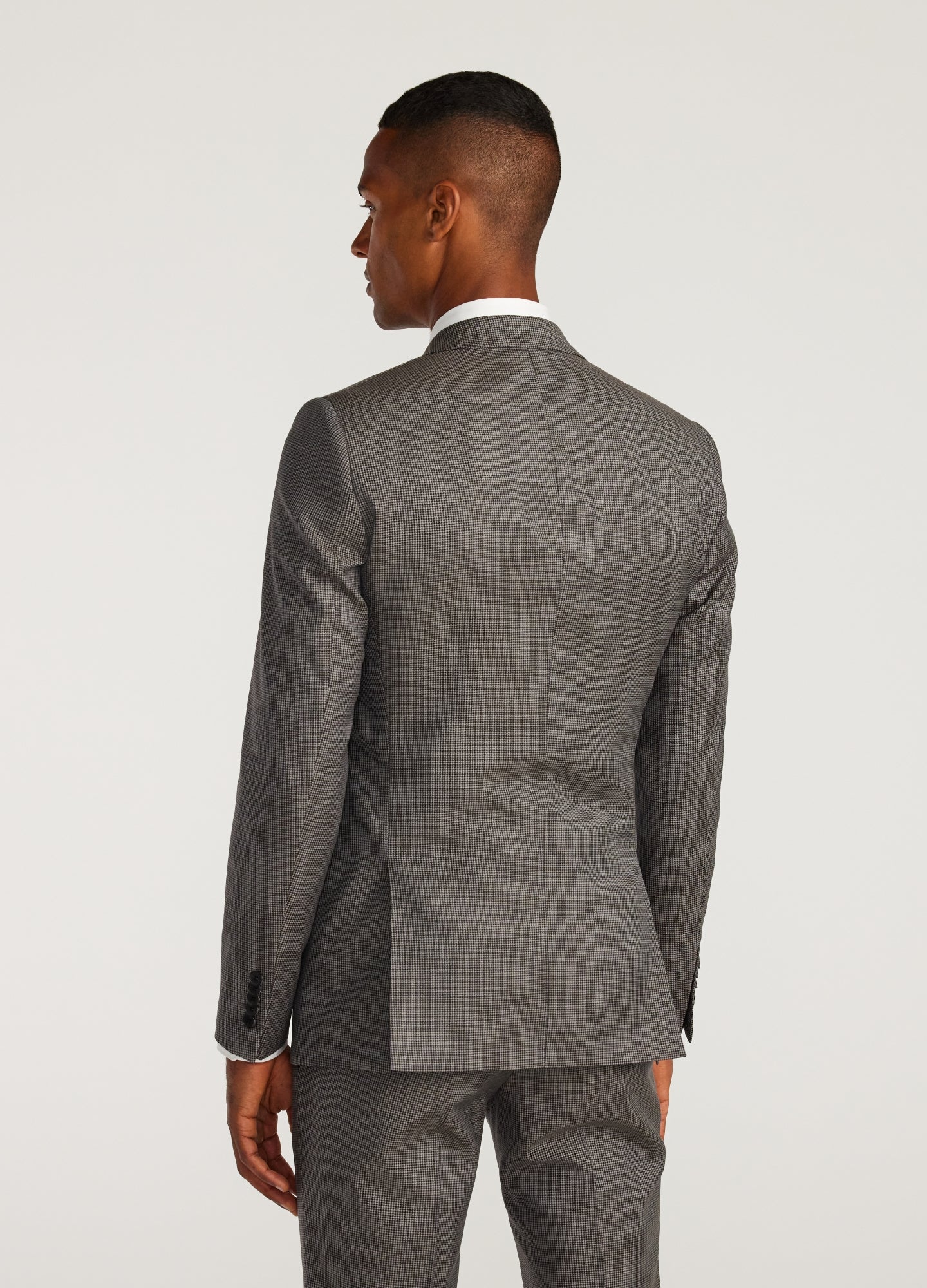 Micro Check Suit Jacket Taupe