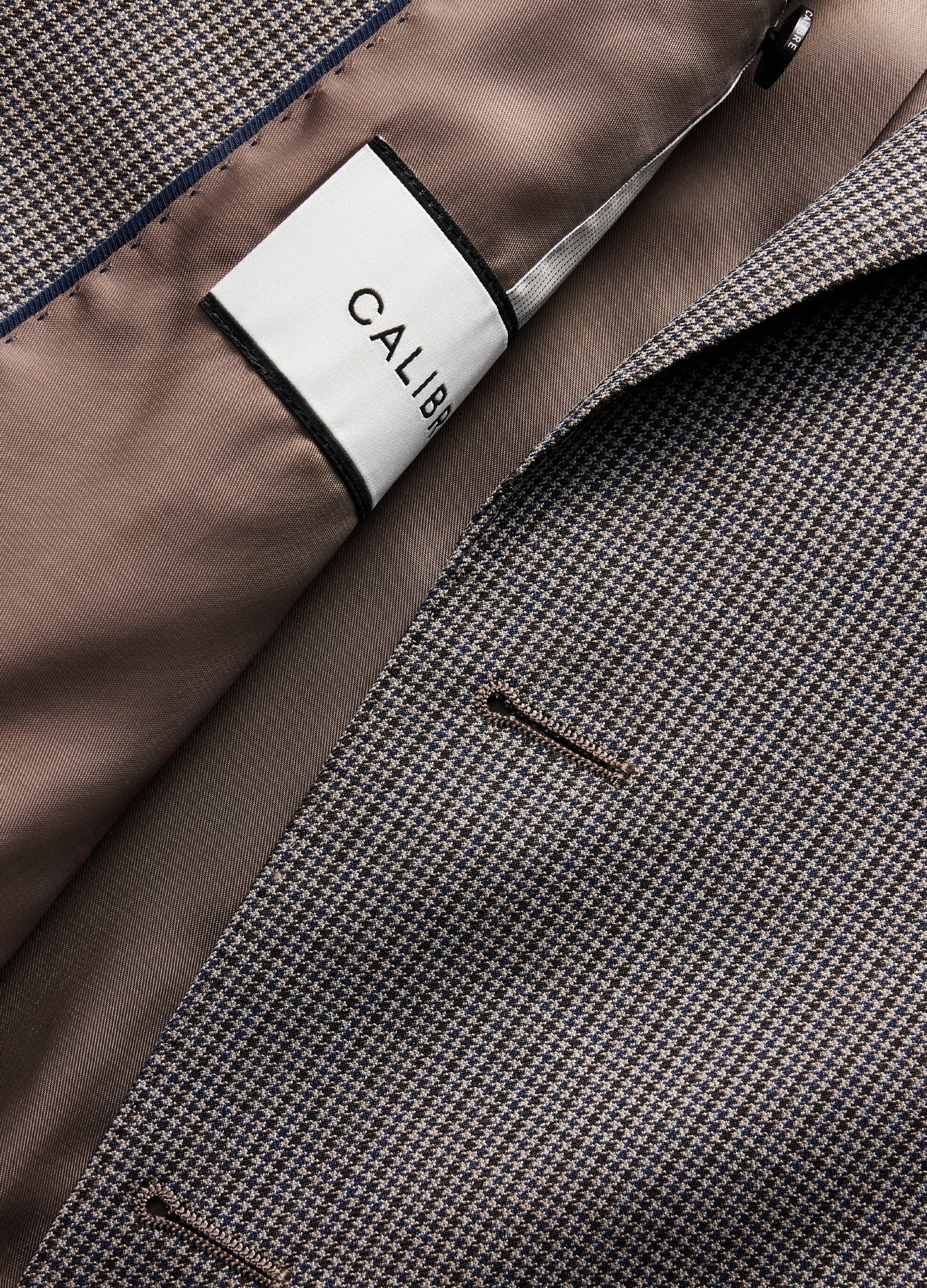 Micro Check Suit Jacket Taupe