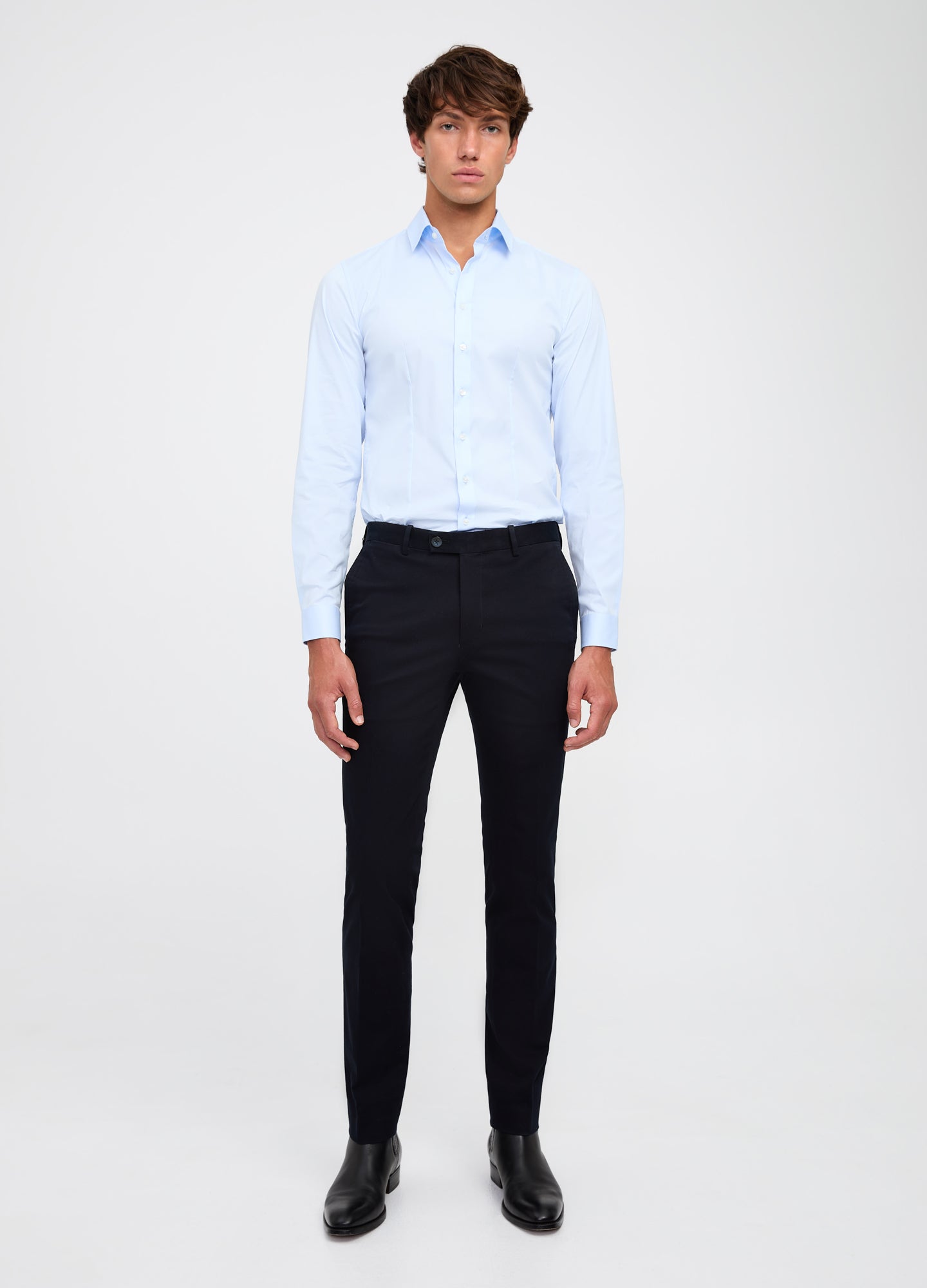 Stretch Cotton Poplin Shirt Light Blue