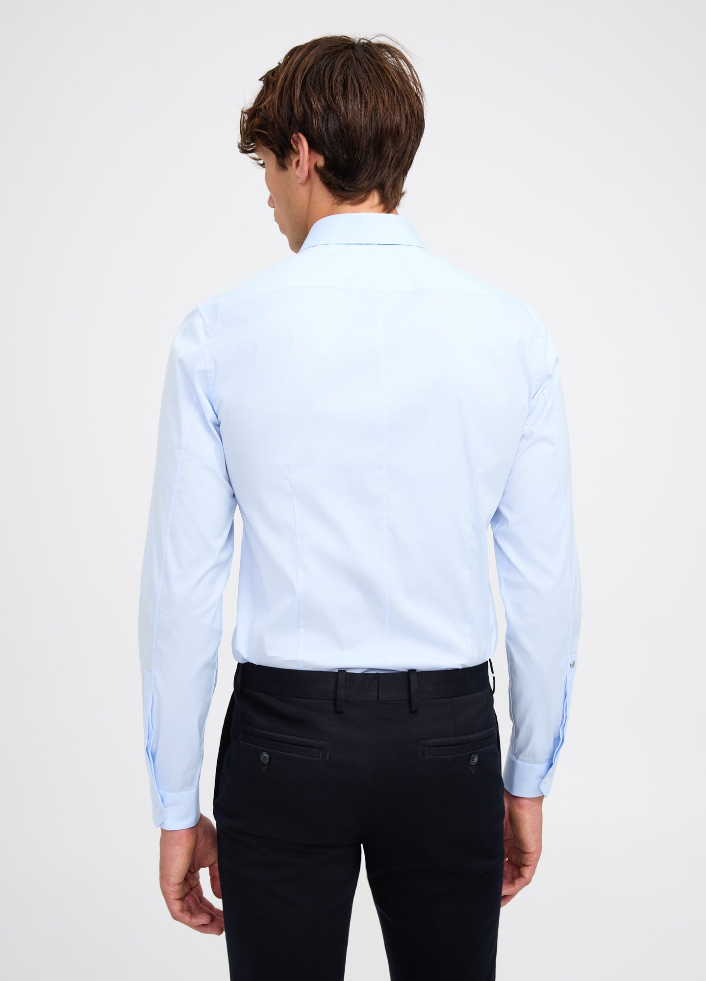 Stretch Cotton Poplin Shirt Light Blue
