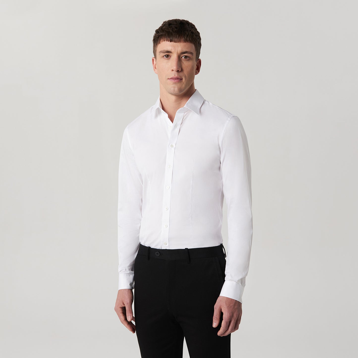 Stretch Cotton Poplin Shirt White