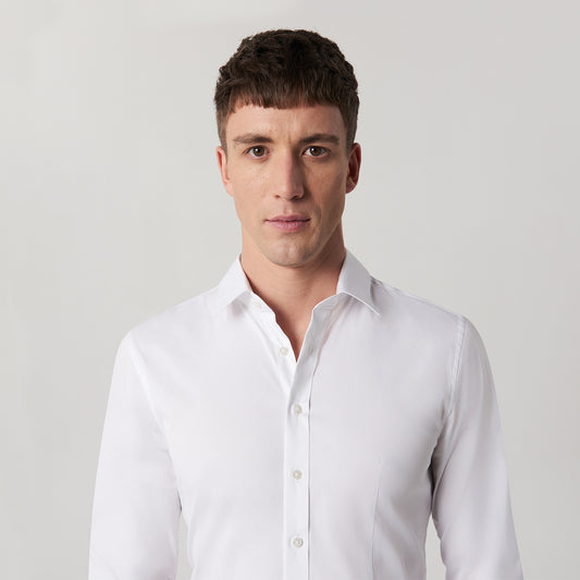 Stretch Cotton Poplin Shirt White