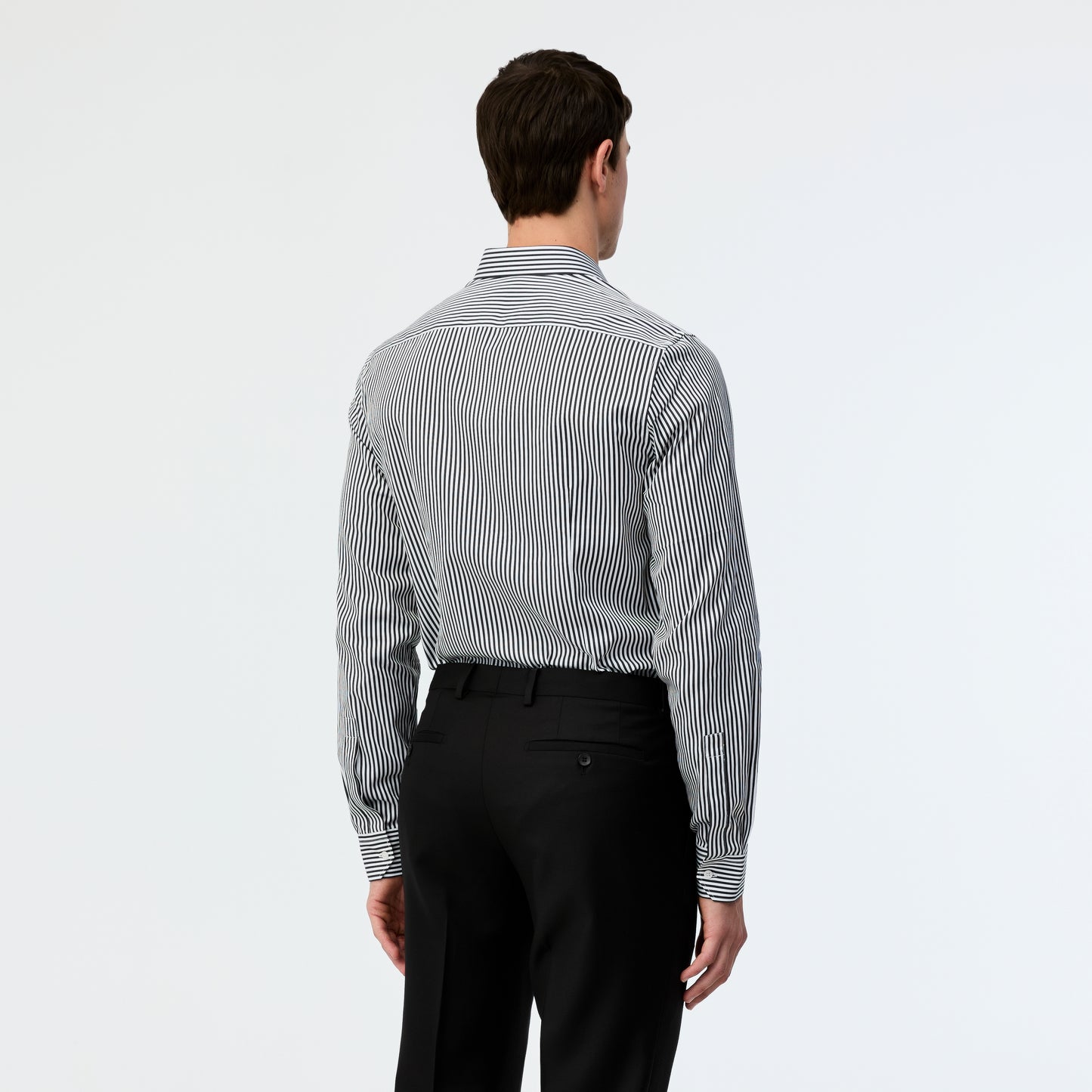 Tailored Fit Piquet Striped Shirt Black Combo