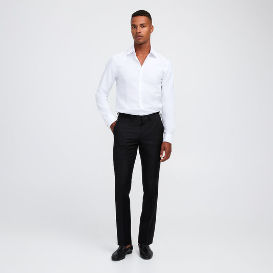 French Cuffed Textured Shirt White