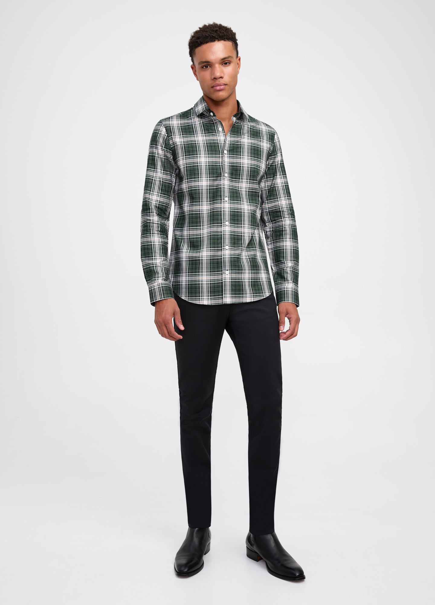 Cotton Oxford Check Shirt Green Combo