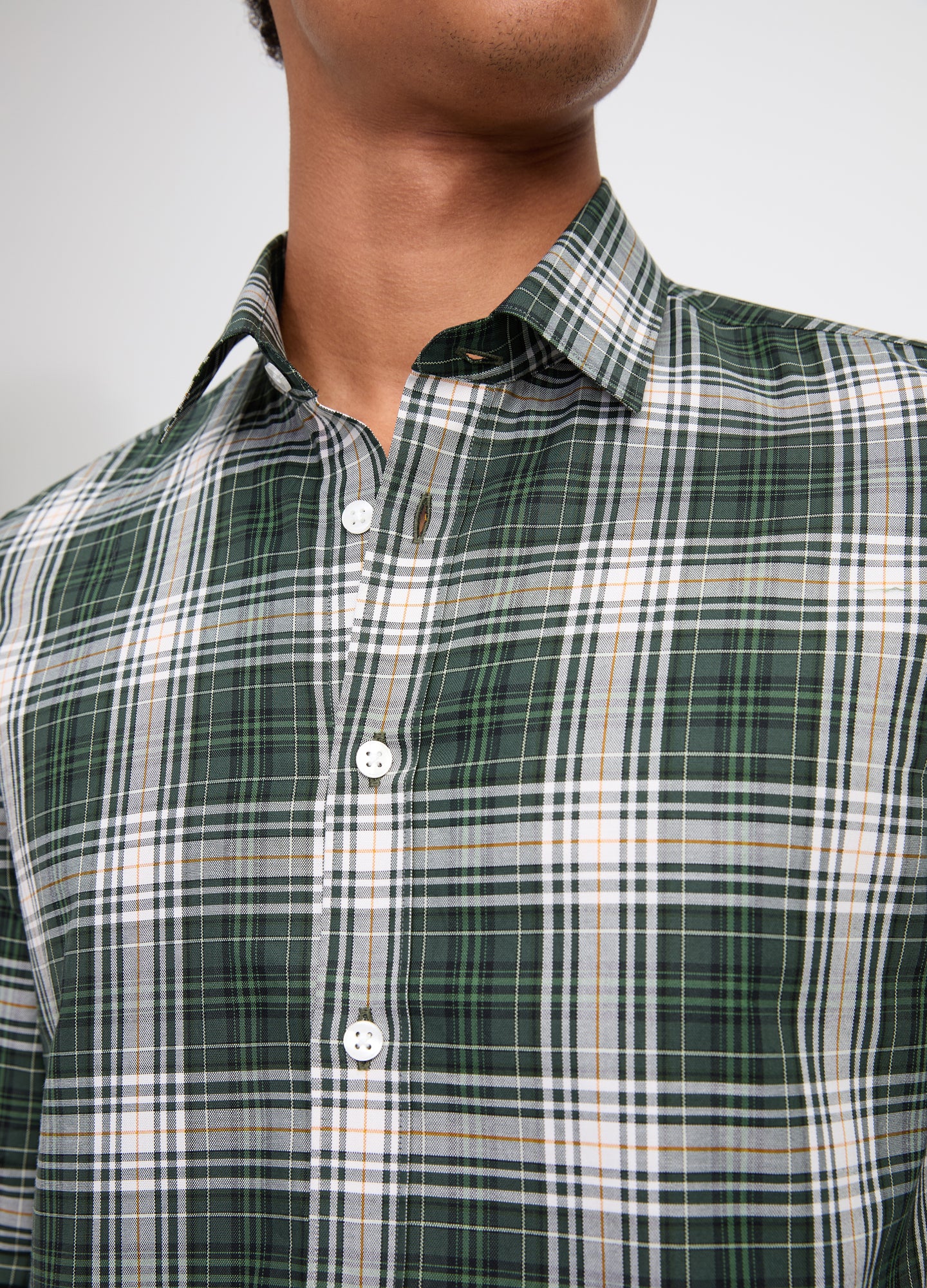 Cotton Oxford Check Shirt Green Combo