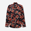 Painted Leaf Print Shirt Navy