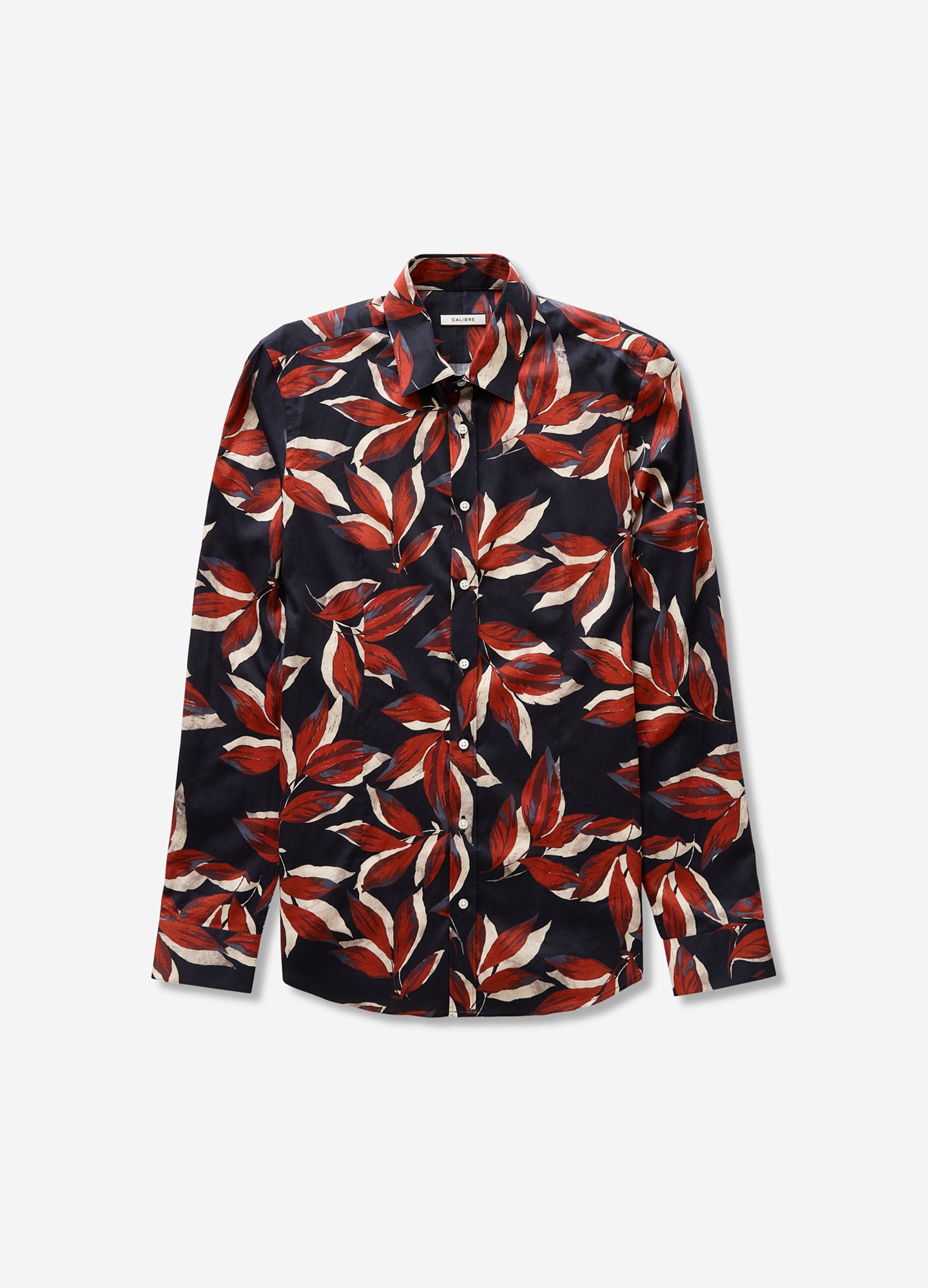 Painted Leaf Print Shirt Navy