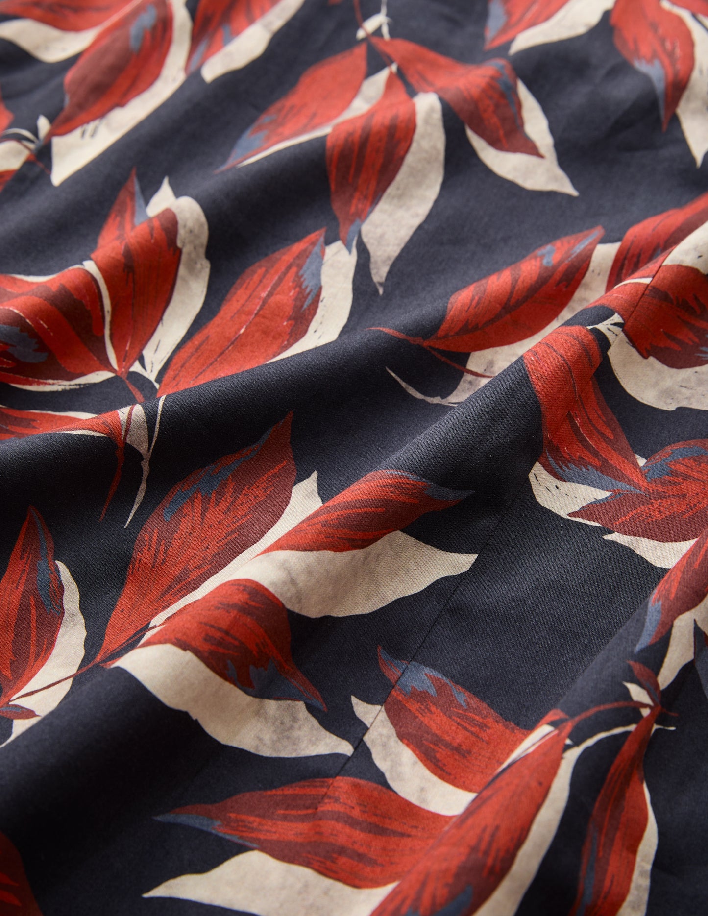 Painted Leaf Print Shirt Navy