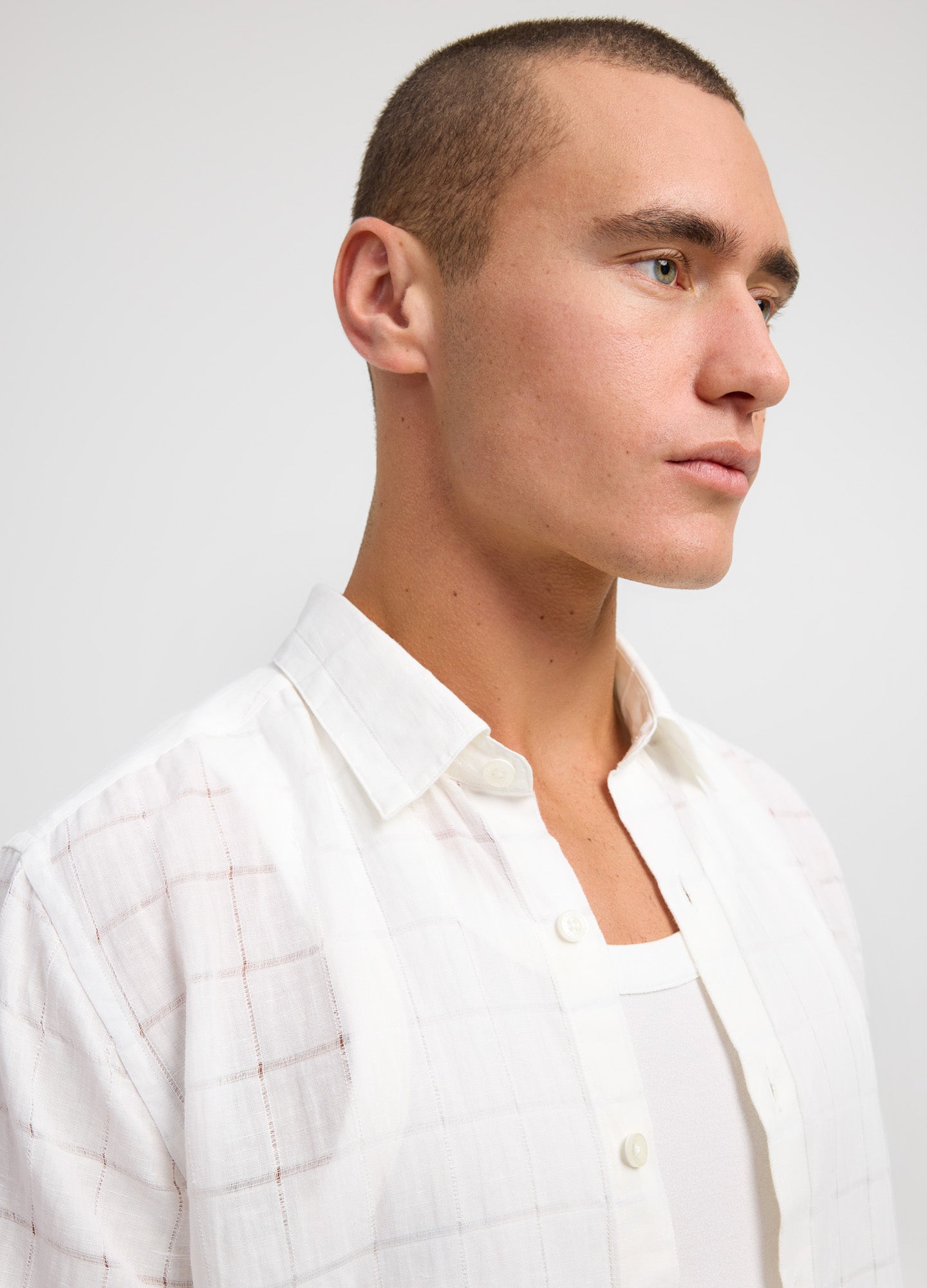 Lattice Check SS Shirt White