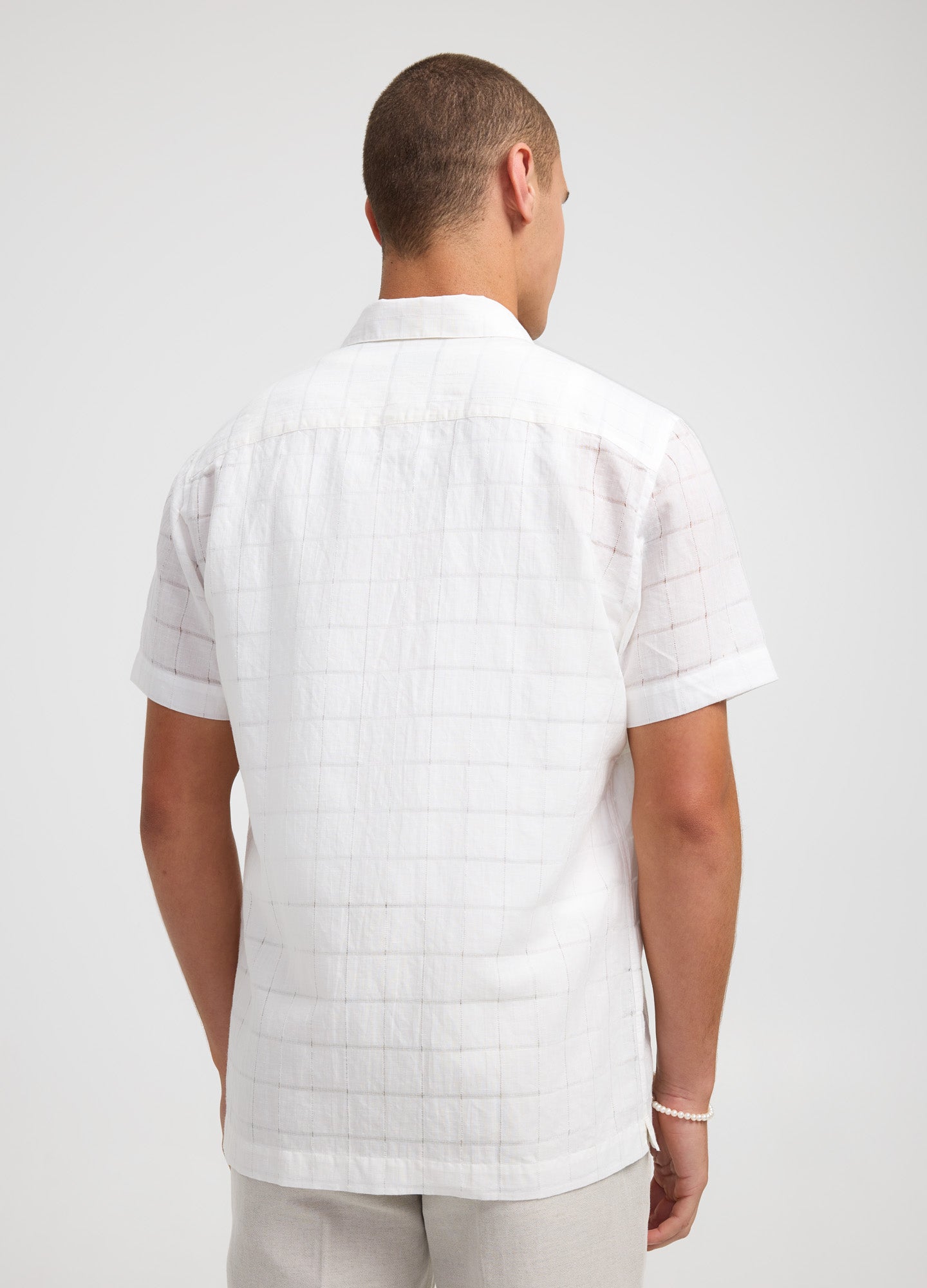 Lattice Check SS Shirt White
