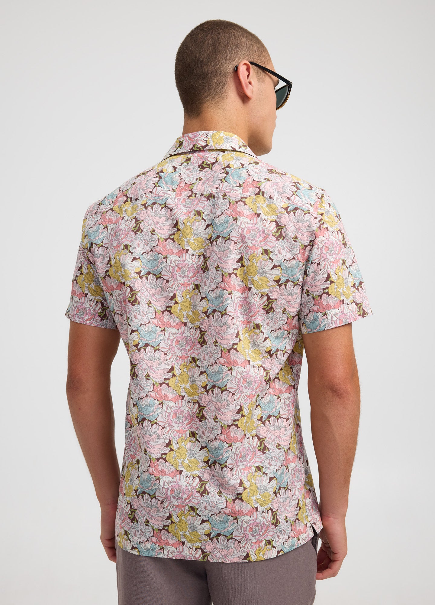 Etched Floral Print Short Sleeve Shirt Lilac