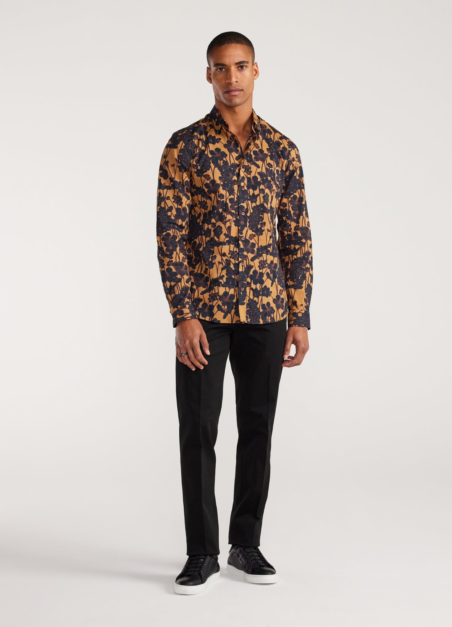 Tonal Garden Print Shirt Caramel