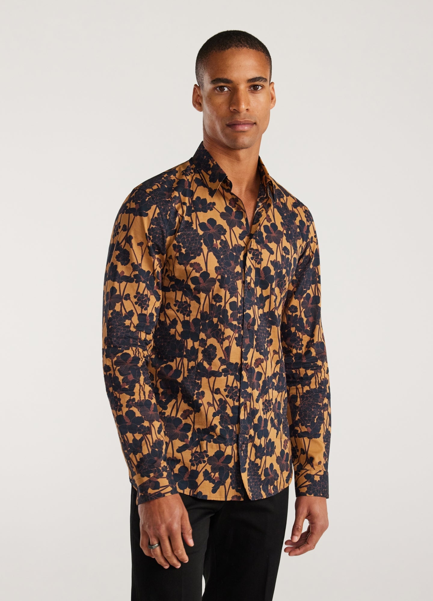 Tonal Garden Print Shirt Caramel