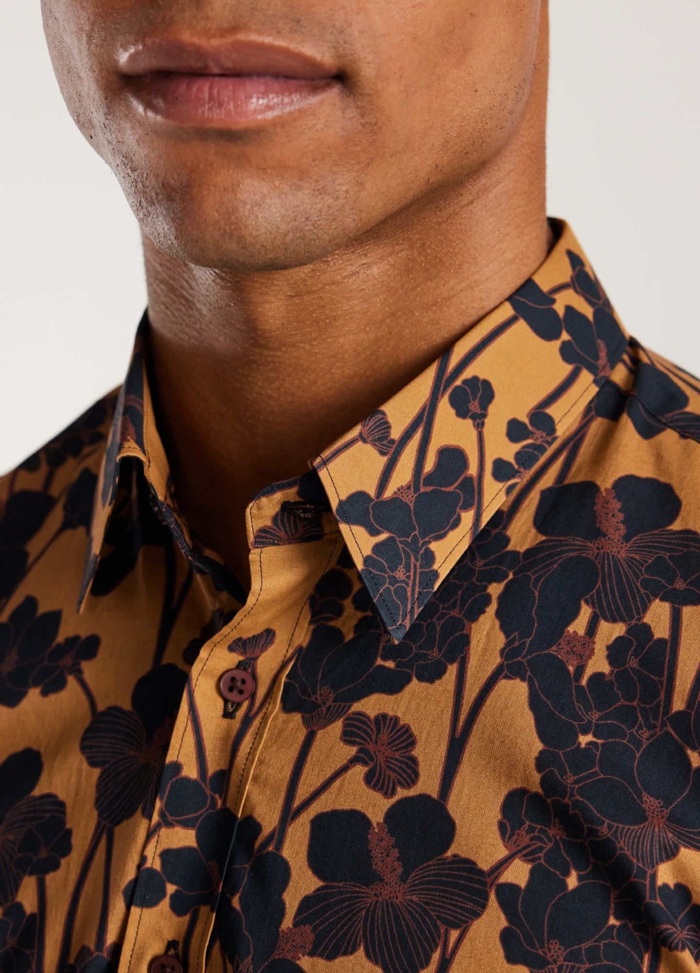Tonal Garden Print Shirt Caramel