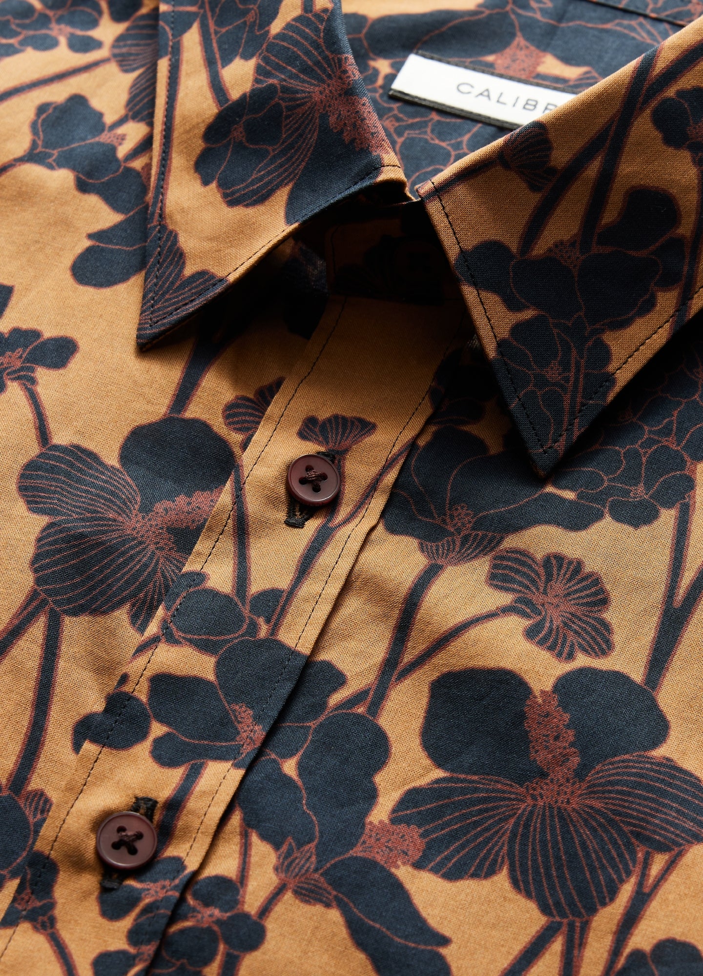Tonal Garden Print Shirt Caramel