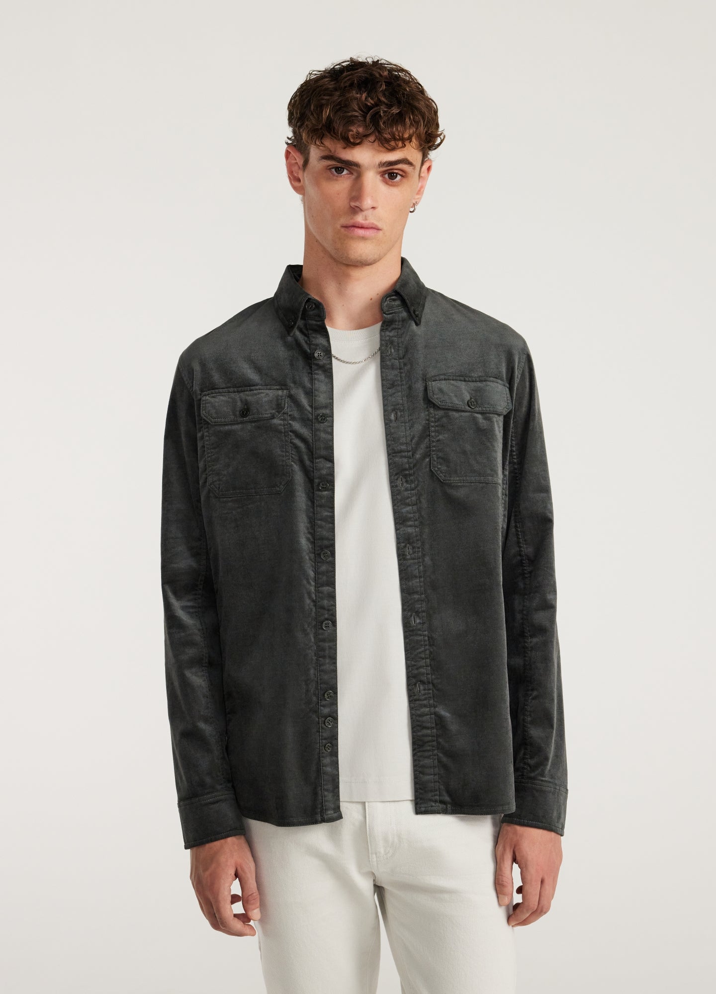 Soft Velvet Shirt Thyme
