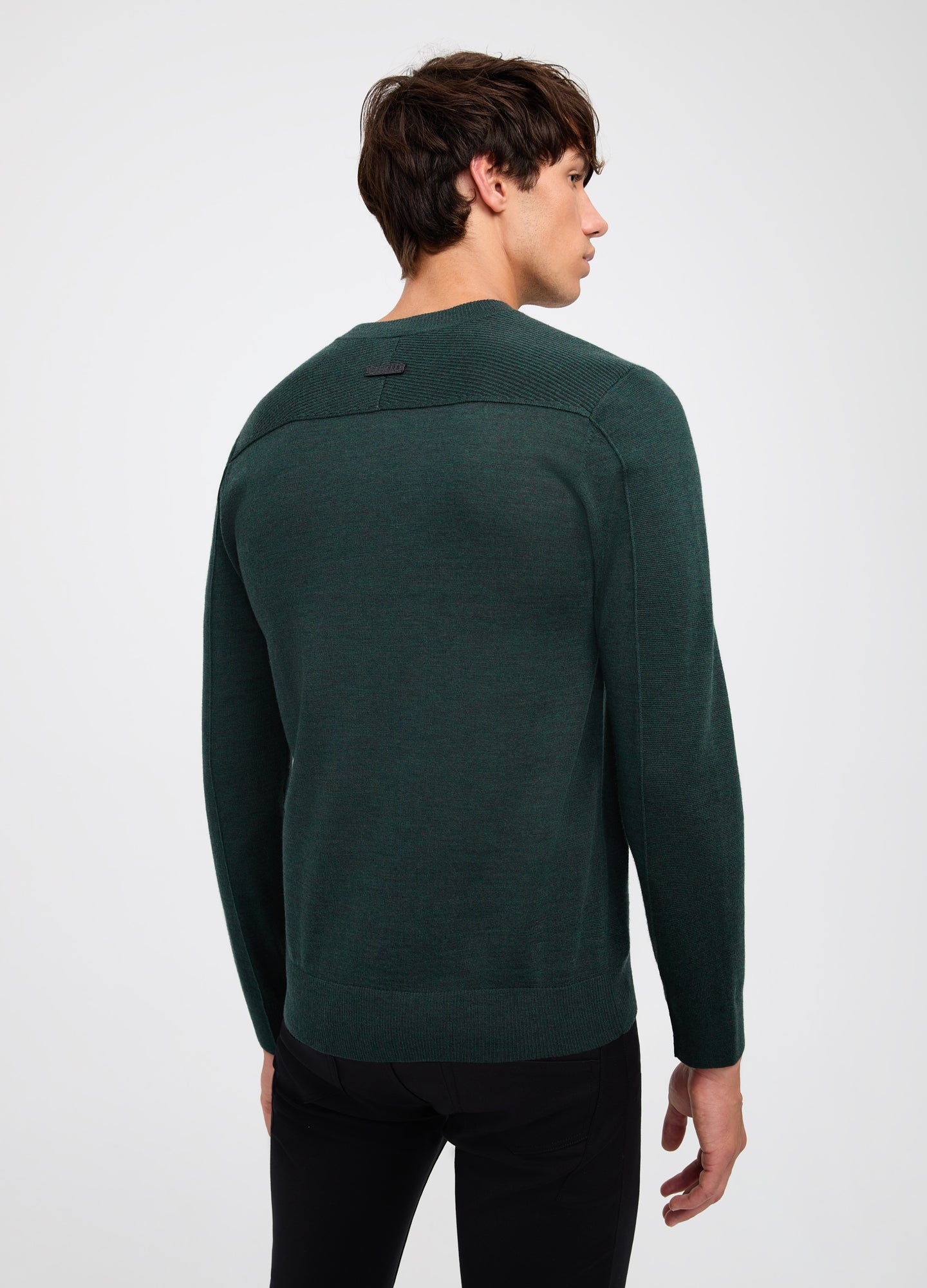 Rib Yoke Merino Crew Sweater Green