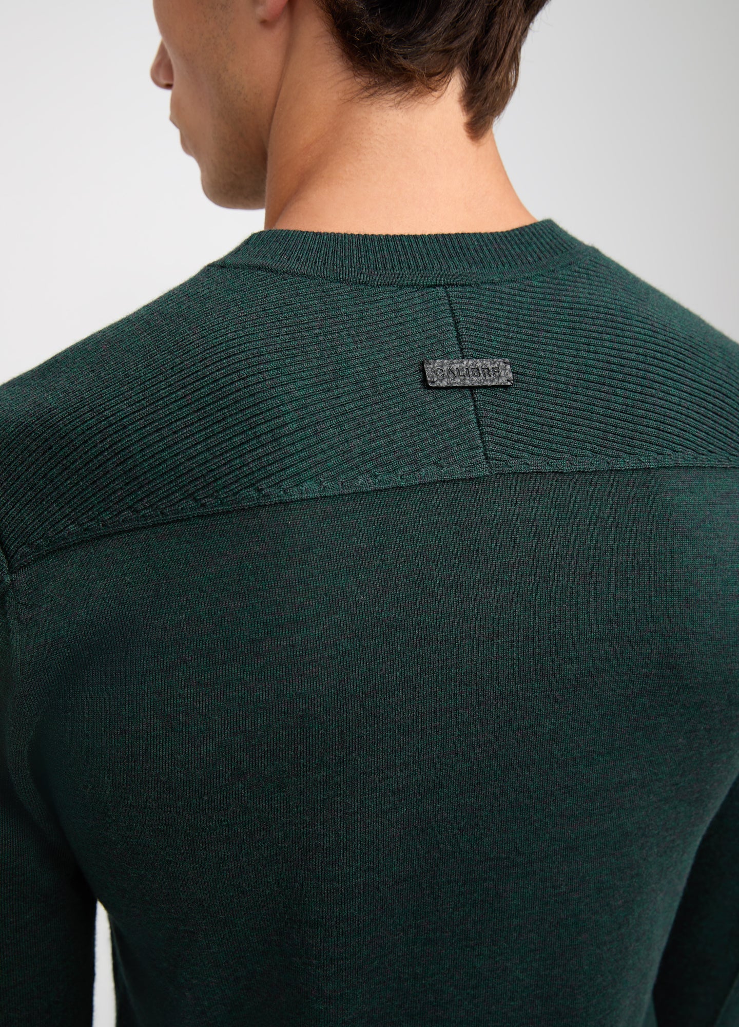 Rib Yoke Merino Crew Sweater Green