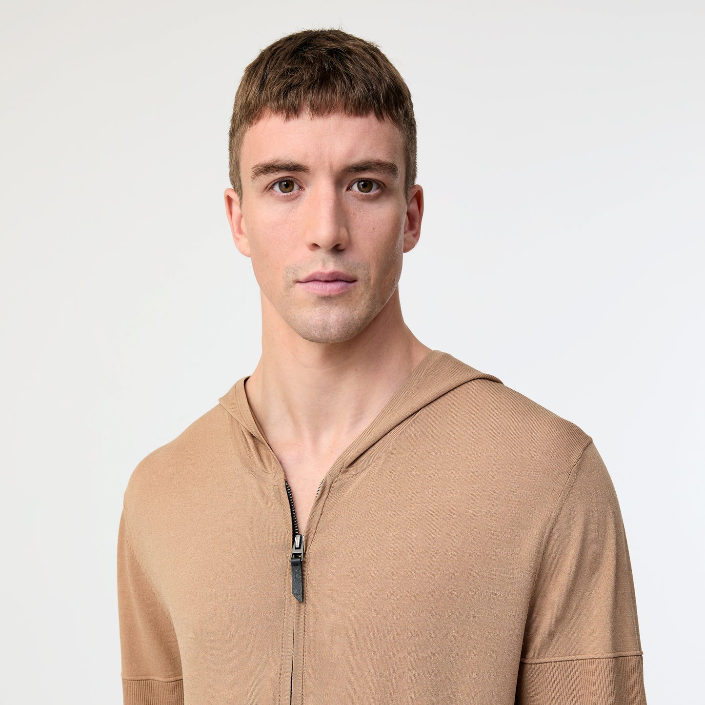Hooded Half-Zip Tech Knit Sweater Caramel