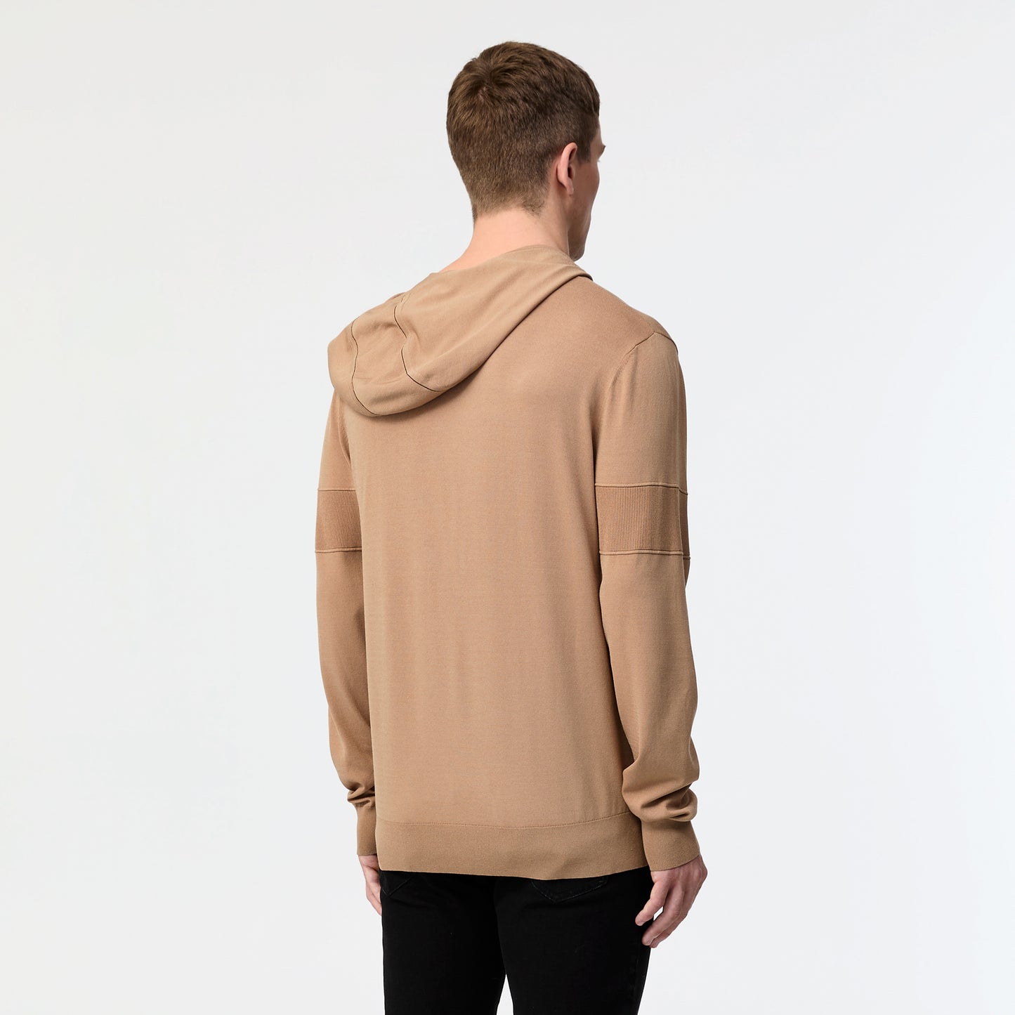 Hooded Half-Zip Tech Knit Sweater Caramel