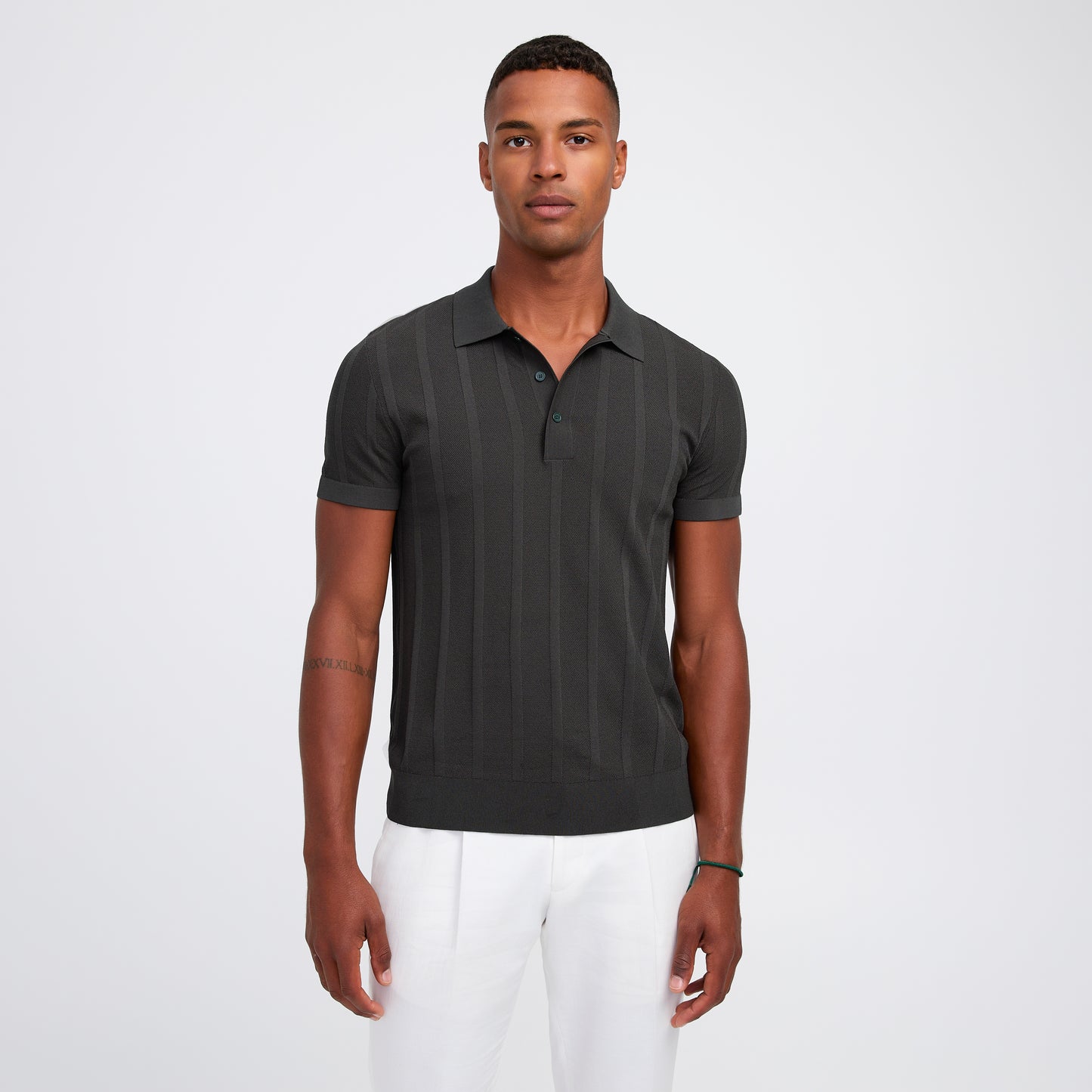 Textured Tech Knit Polo Green