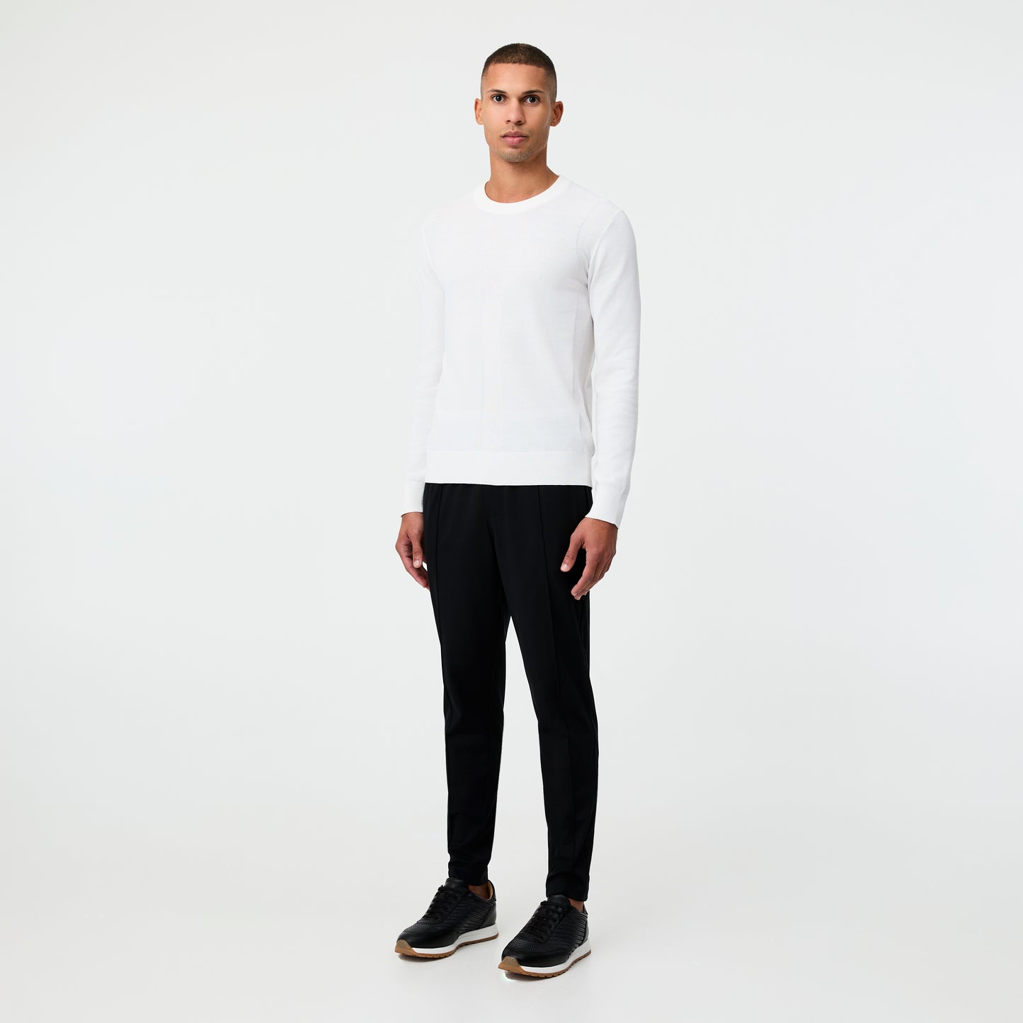 Tech Cotton Panelled Sweater White