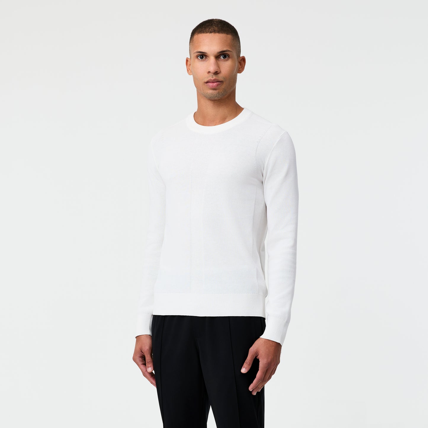 Tech Cotton Panelled Sweater White