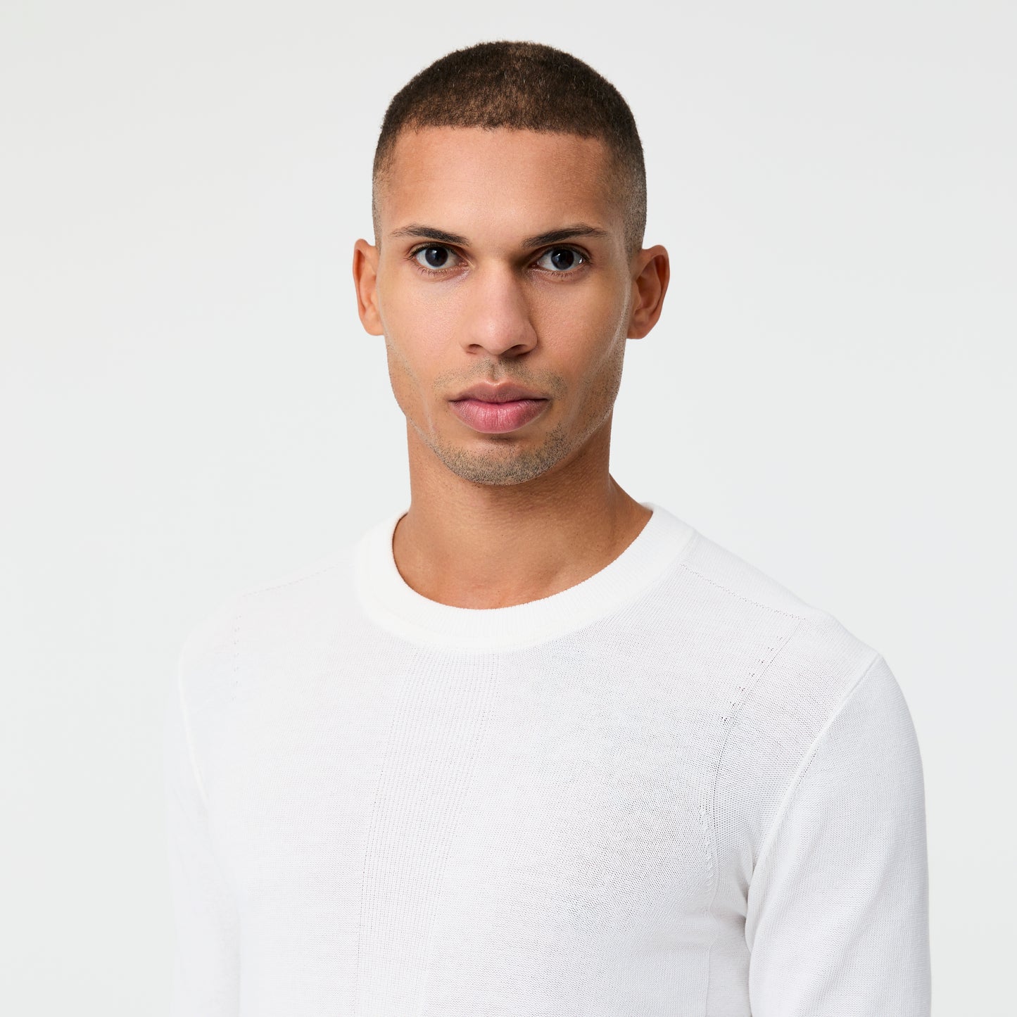 Tech Cotton Panelled Sweater White