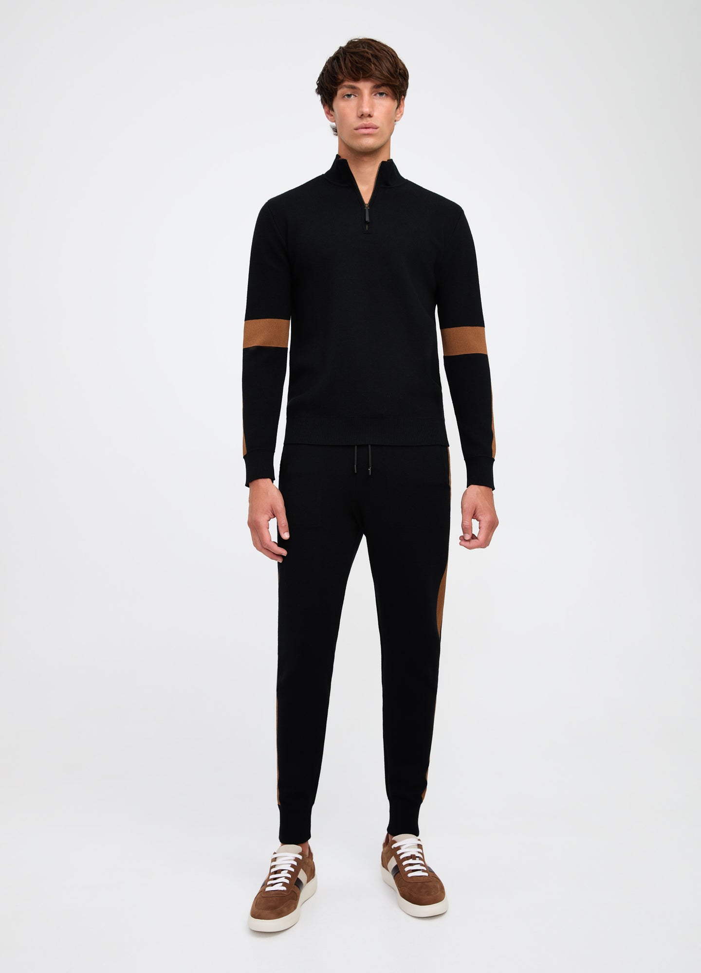 Panelled Funnel Neck Sweater Black