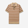 Jacquard Stripe Knit Polo Camel