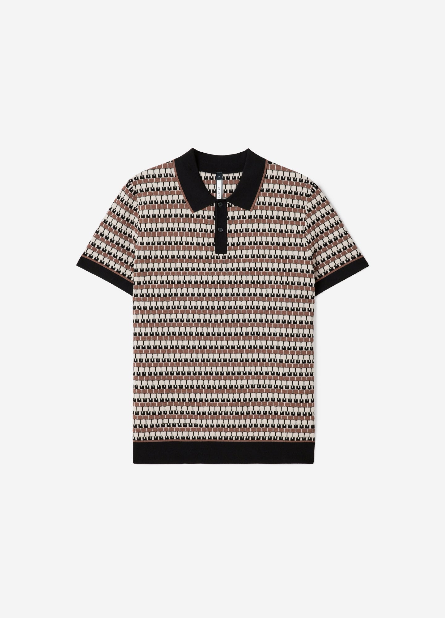 Geo Jacquard Tech Knit Polo Tan