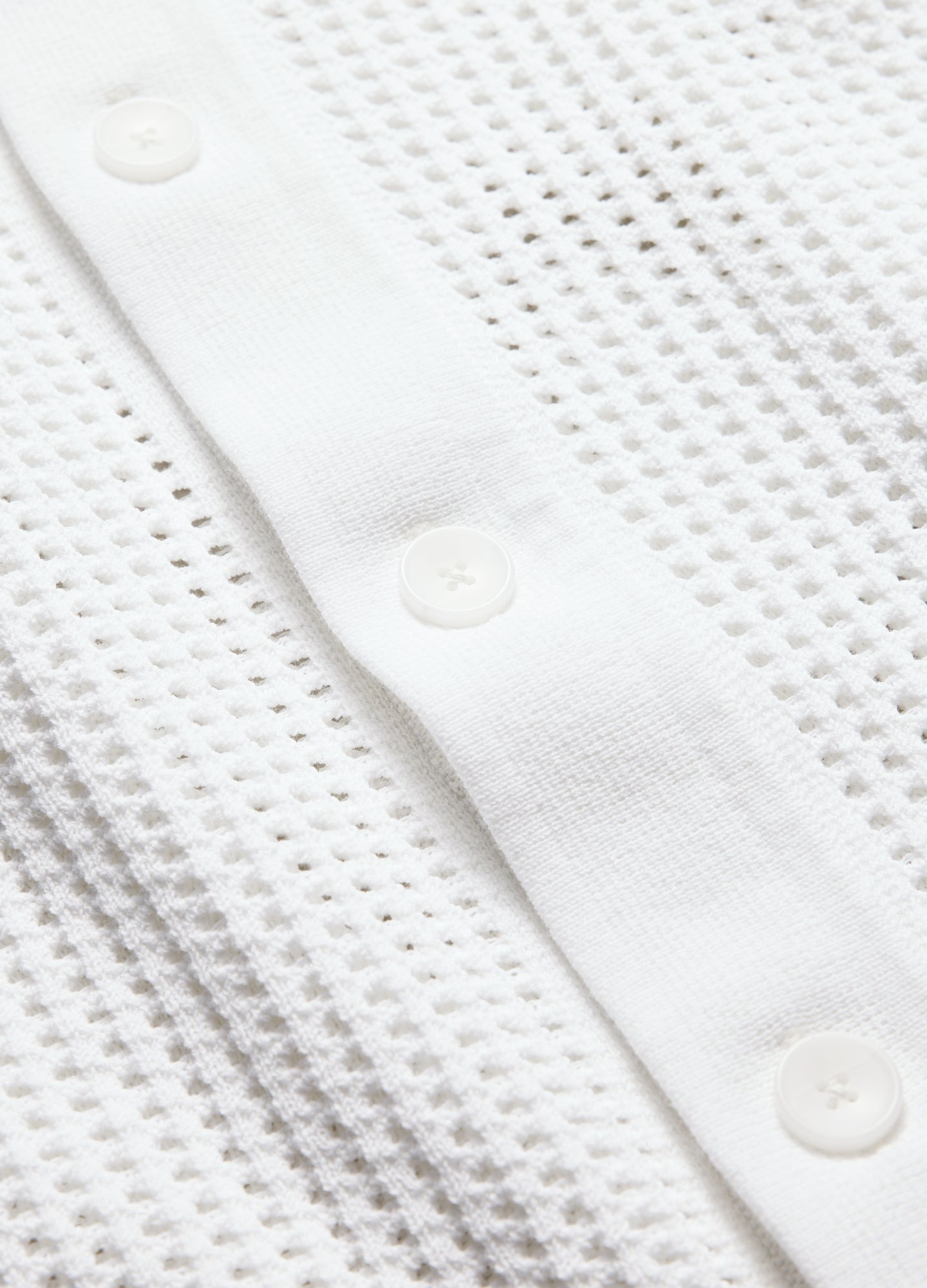 Eyelet Mesh Knit Shirt White