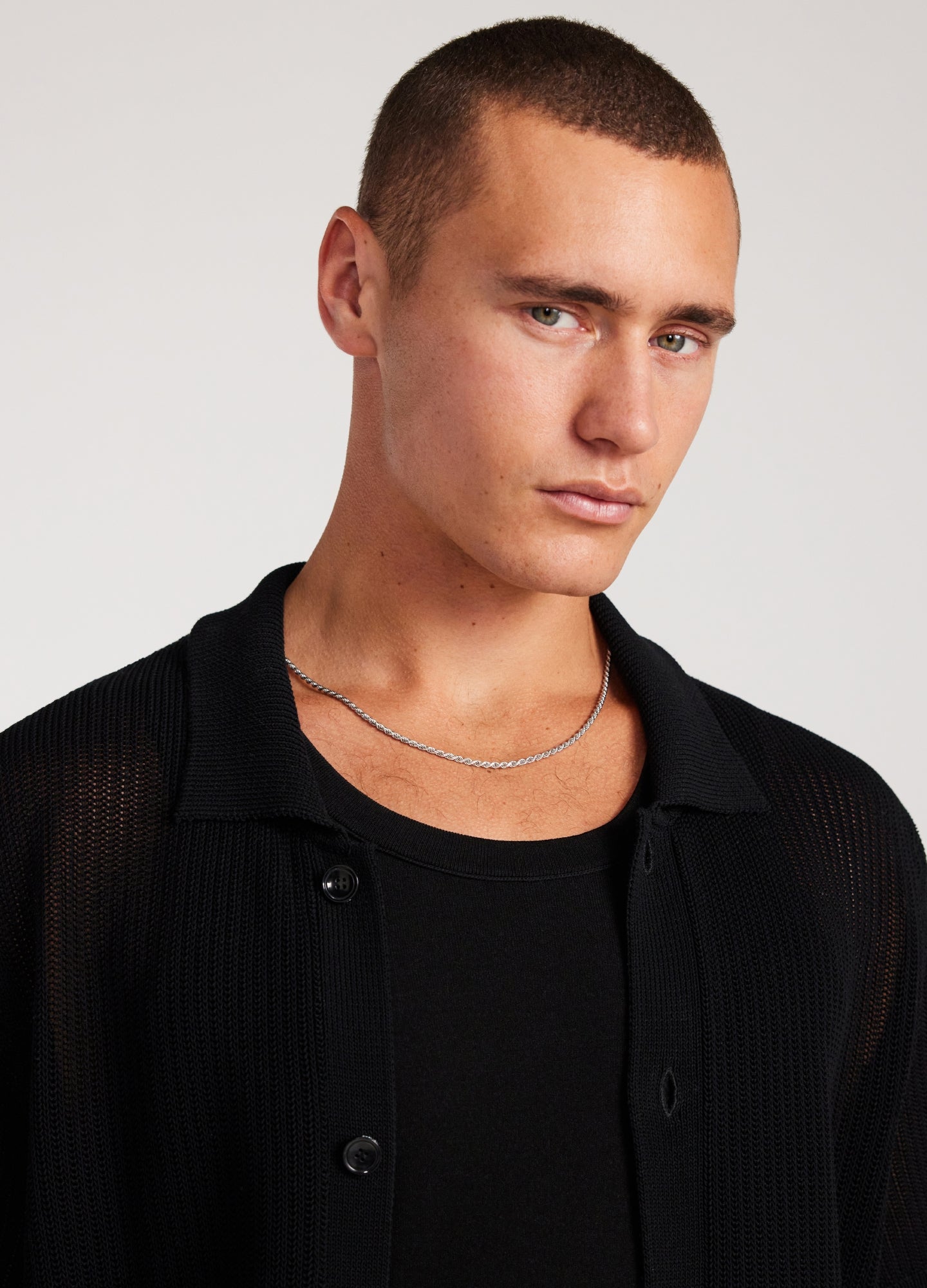 Relaxed Textured Knit Shirt Black