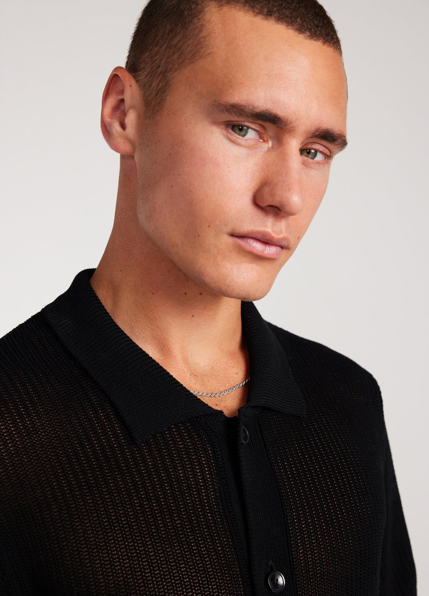 Relaxed Textured Knit Shirt Black