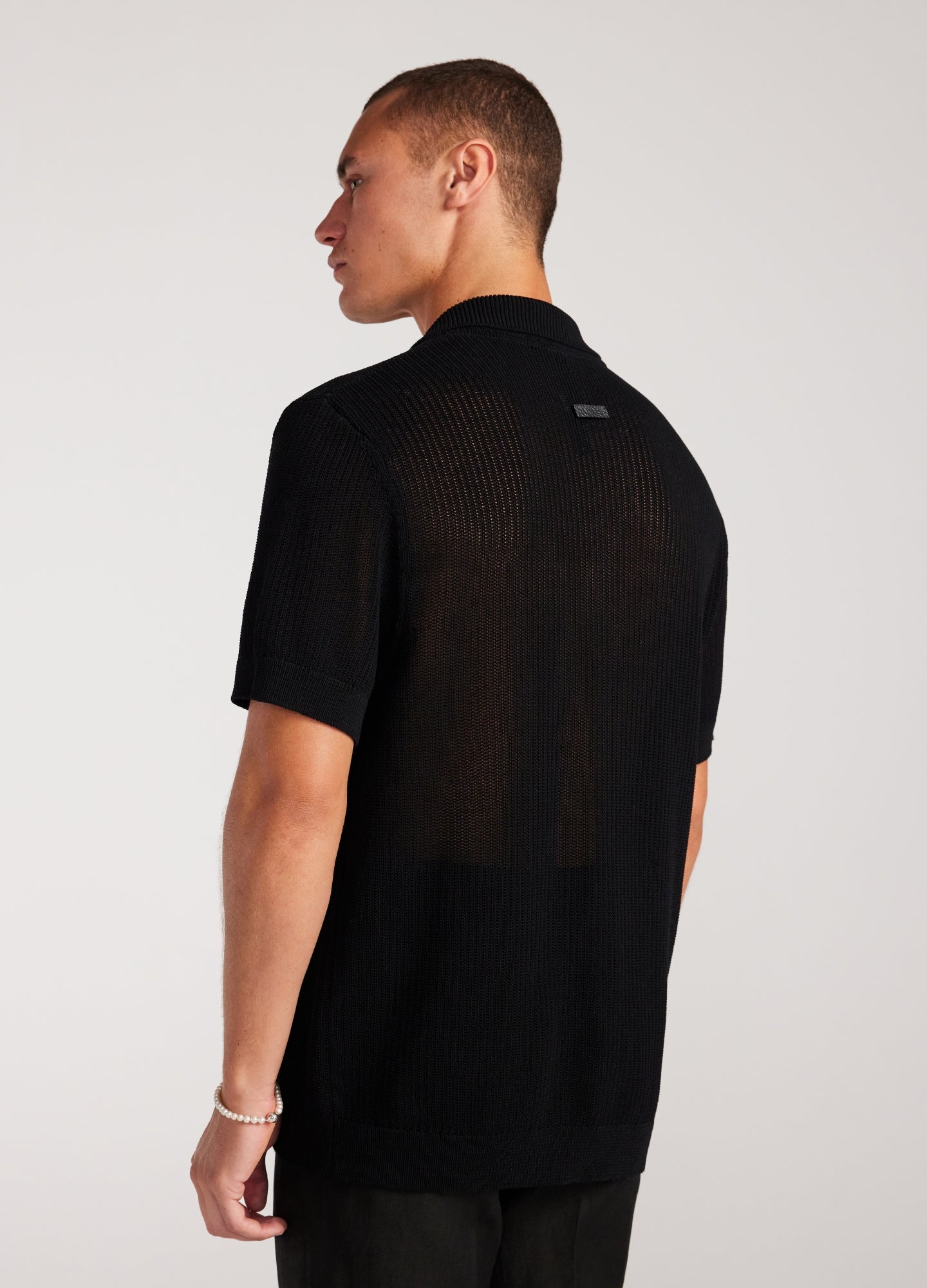 Relaxed Textured Knit Shirt Black