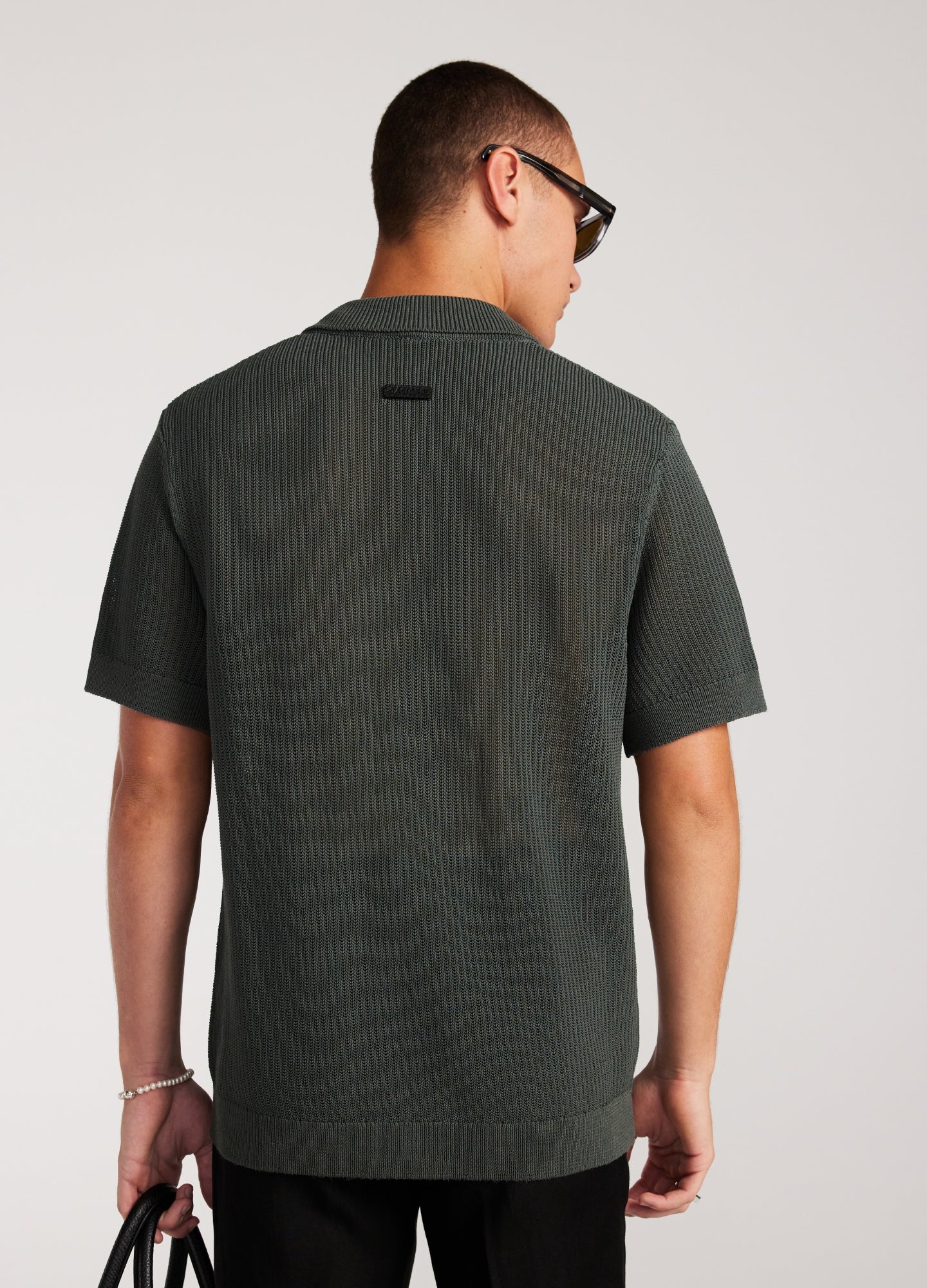 Relaxed Textured Knit Shirt Pine Green
