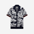 Floral Jacquard Knit Shirt Navy