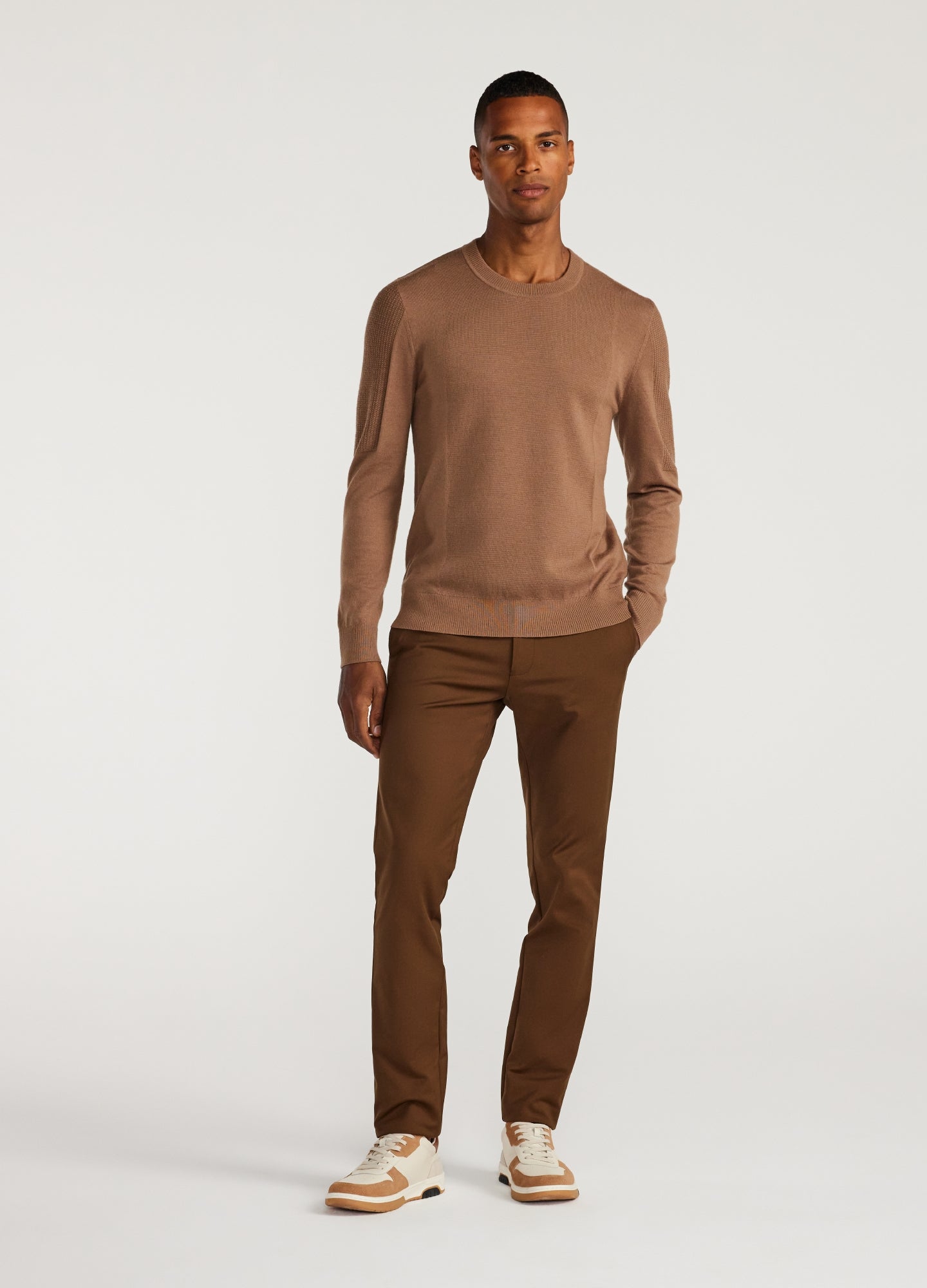Panelled Merino Sweater Caramel