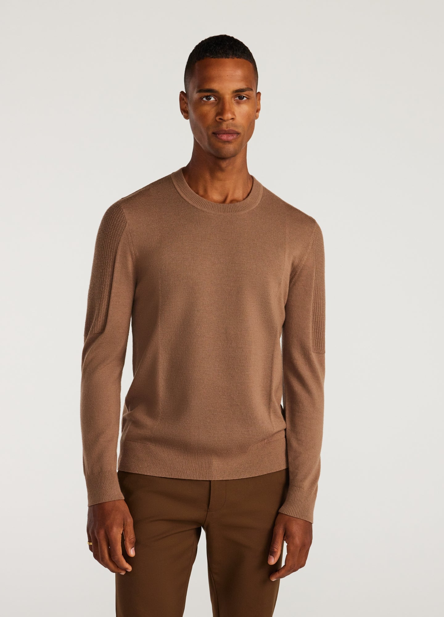 Panelled Merino Sweater Caramel