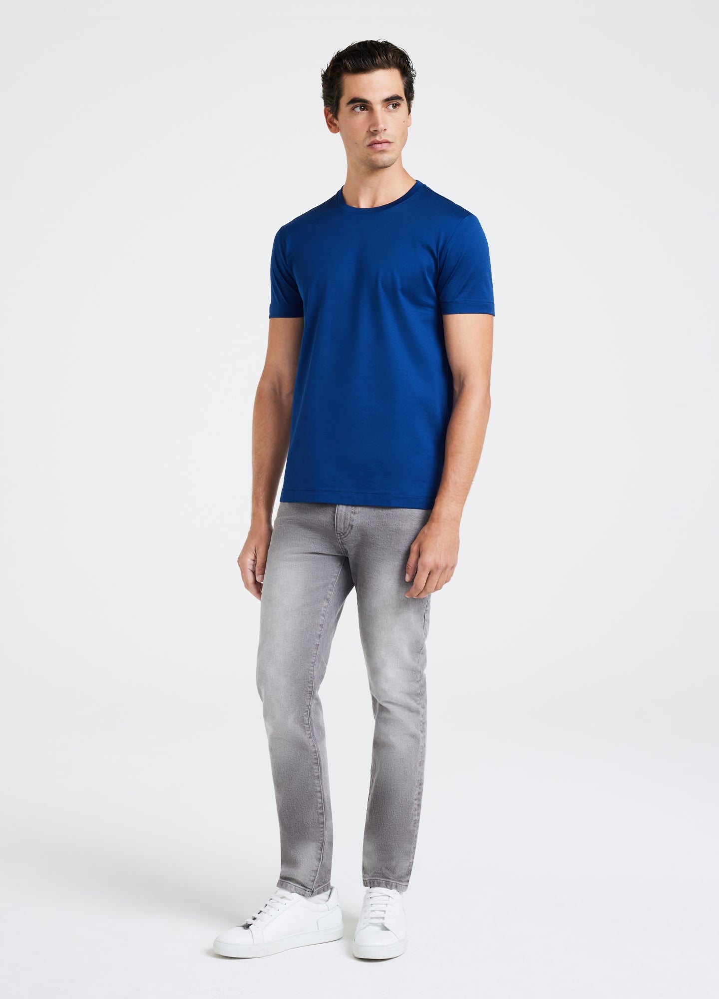 Mercerised Crew Neck T-Shirt Azure