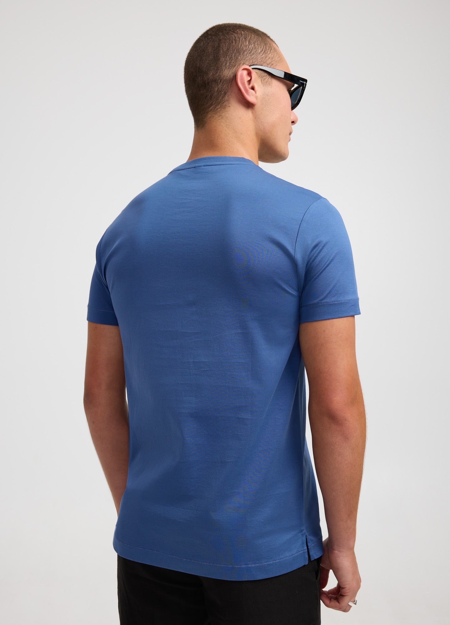 Mercerised Crew Neck T-Shirt Blue