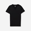 Mercerised Cotton Jersey V Neck T-shirt Black